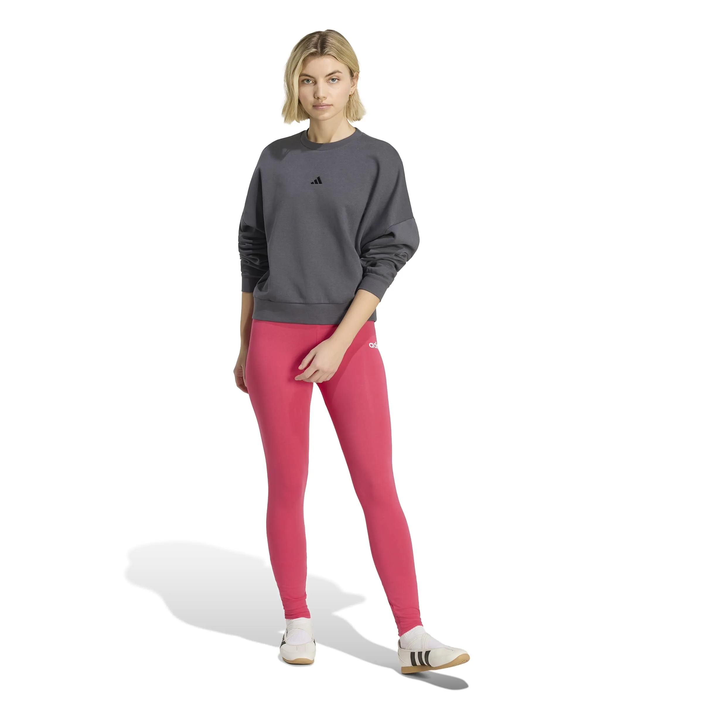 adidas Donna Essentials Linear Cotton Leggings Tights, power pink/white, XS - immagine 6