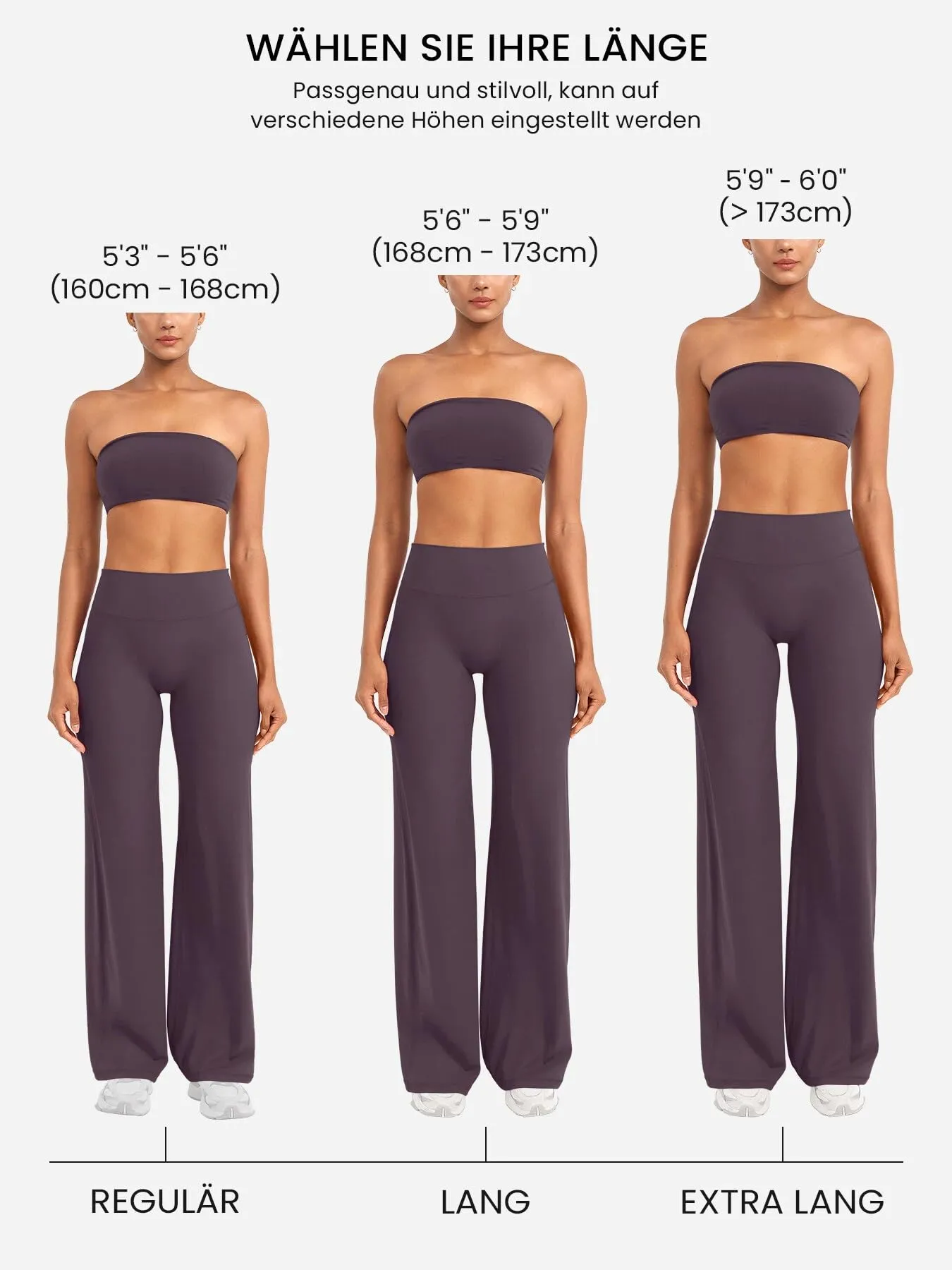 ZAAYO Leggings dritti da donna, senza cuciture, svasati, per yoga, palestra, nero, bacche, viola, L/largo - immagine 3