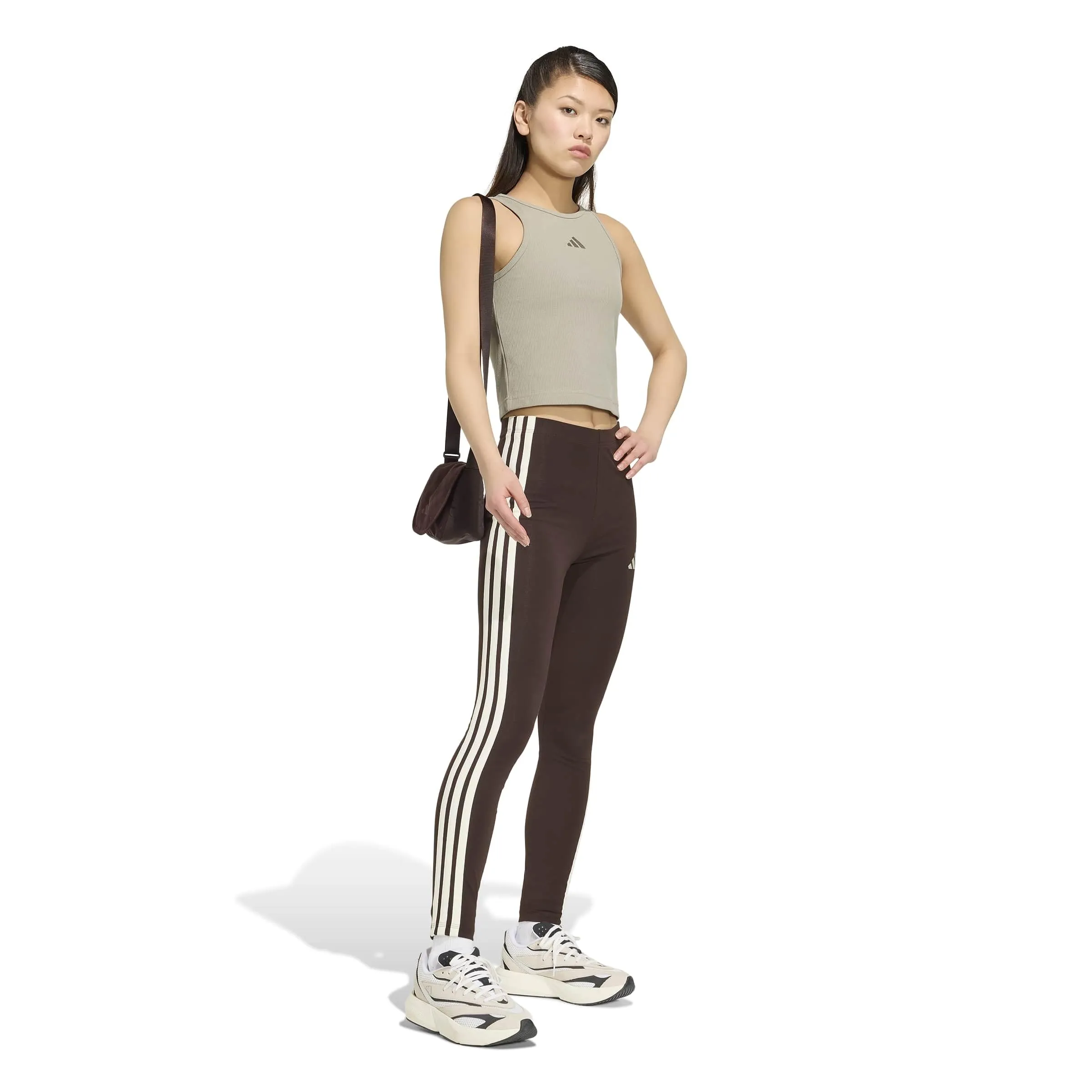 adidas Women's Essentials 3-Stripes Cotton Leggings Aurora Coffee/Ivory S S - immagine 6