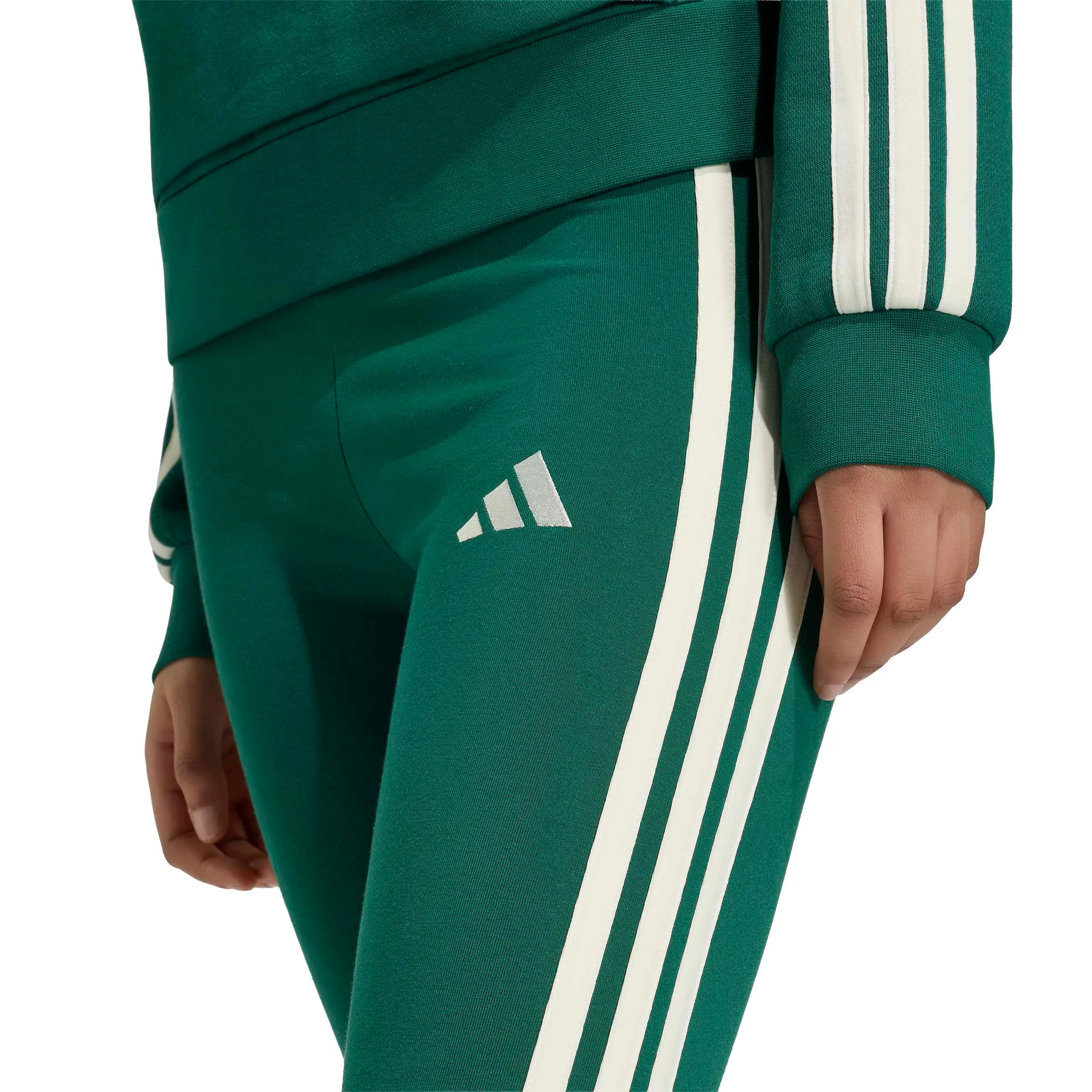 adidas Women's Essentials 3-Stripes Cotton Leggings Collegiate Green/Ivory S S - immagine 4