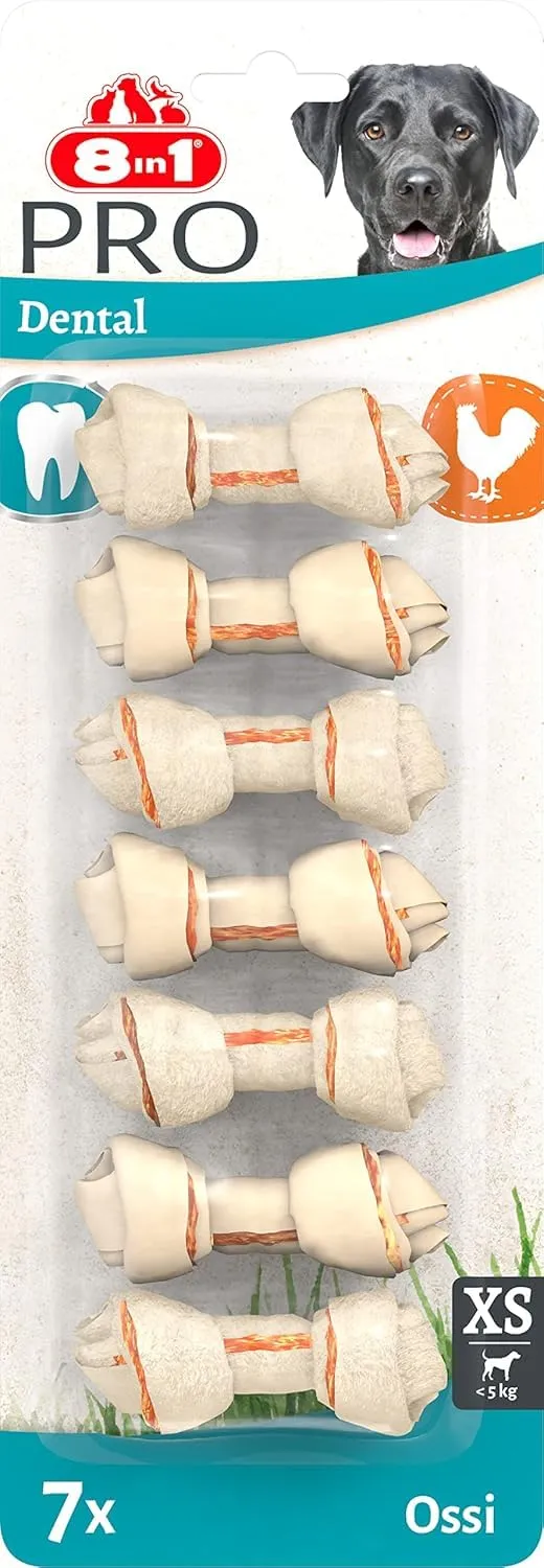 8in1 Dental Delights Ossa XS - Ossa masticabili per Cani - 7 Pezzi - immagine 1