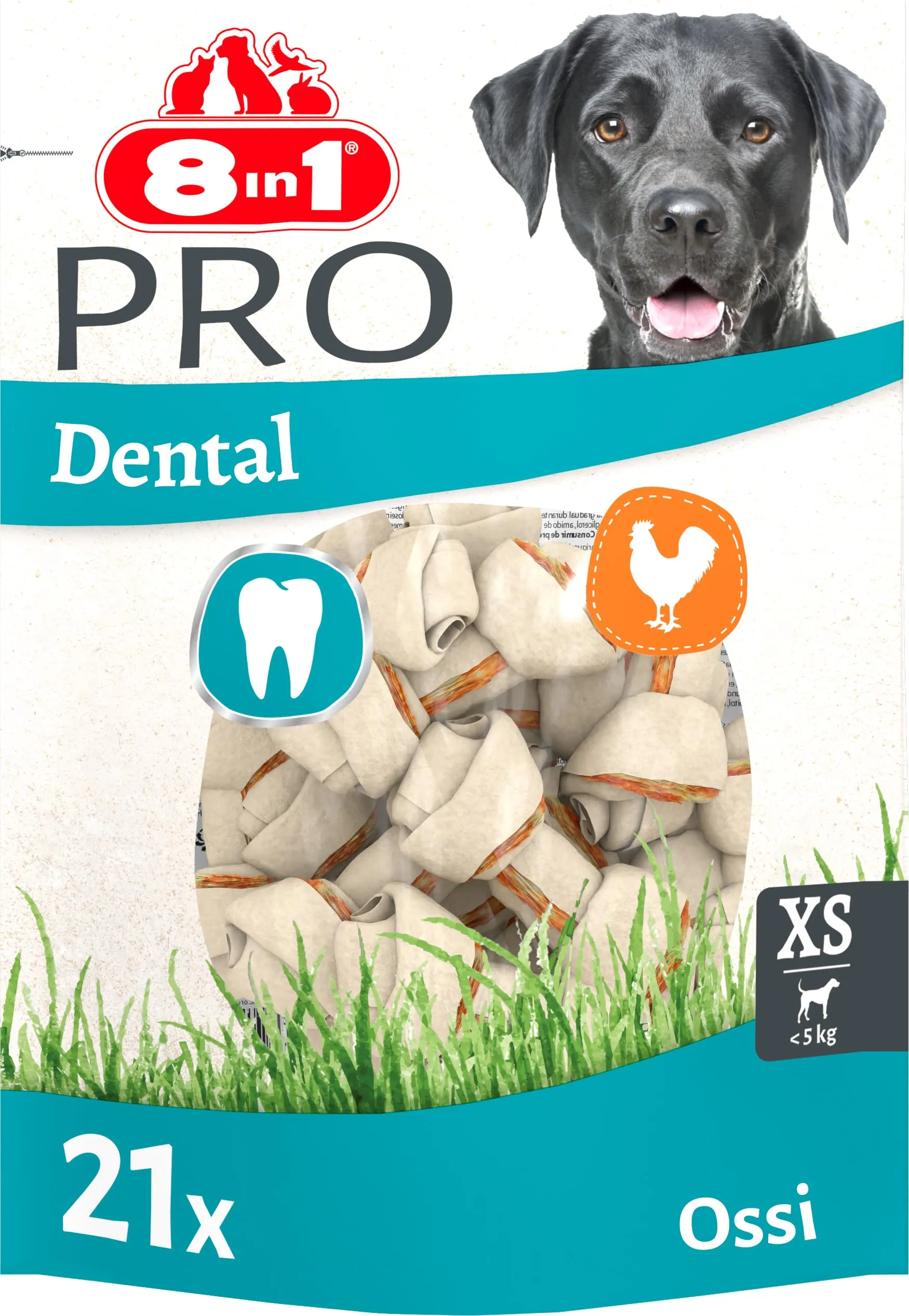 8in1 Pro Dental Bones XS - Ossa masticabili per l'Igiene orale - 21 Pezzi - immagine 1