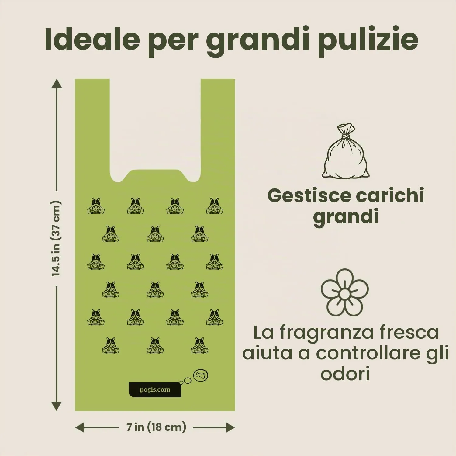 Pogi sacchetti igienici con manici per cani, profumati e extra resistenti, 900 pezzi - immagine 4
