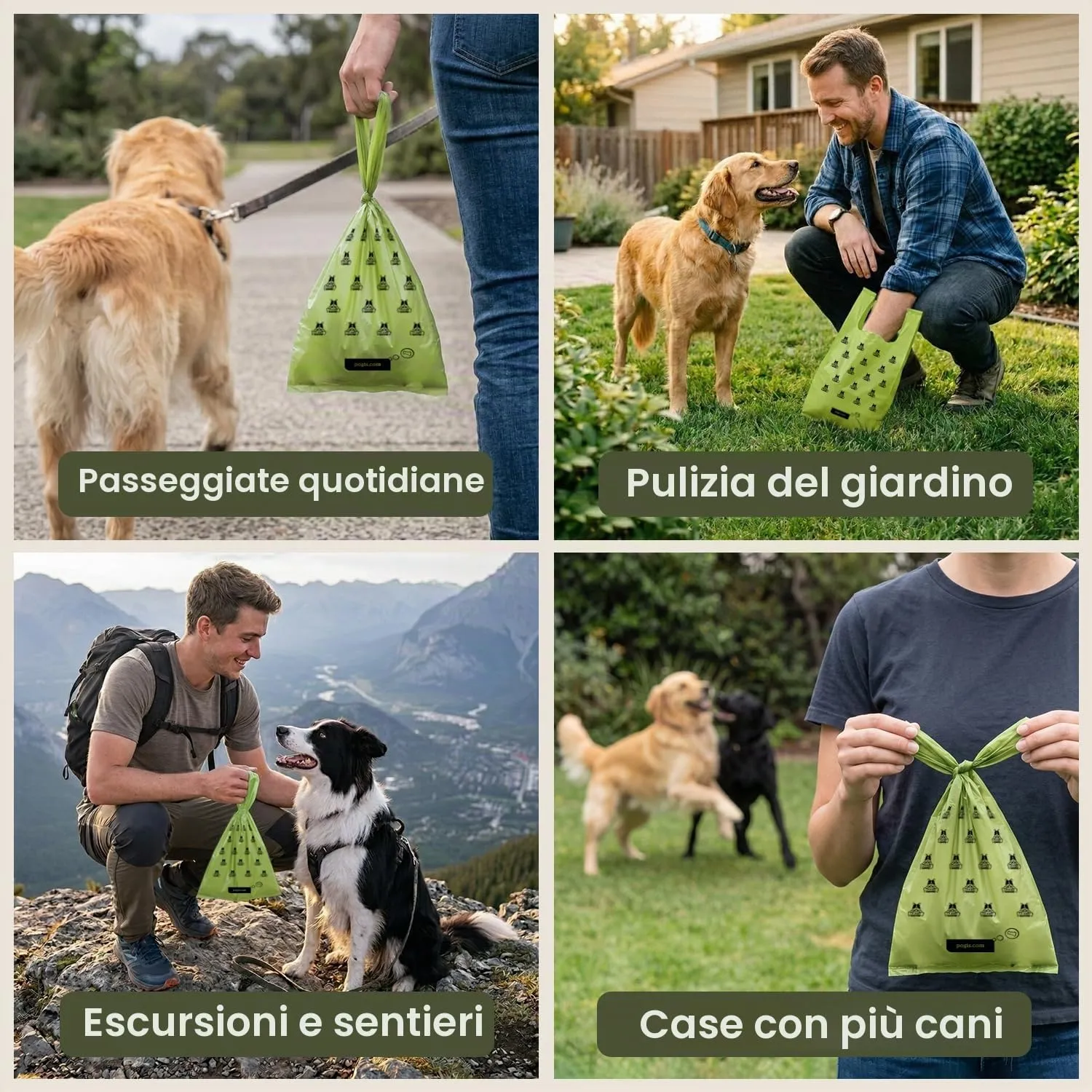 Pogi sacchetti igienici con manici per cani, profumati e extra resistenti, 900 pezzi - immagine 5