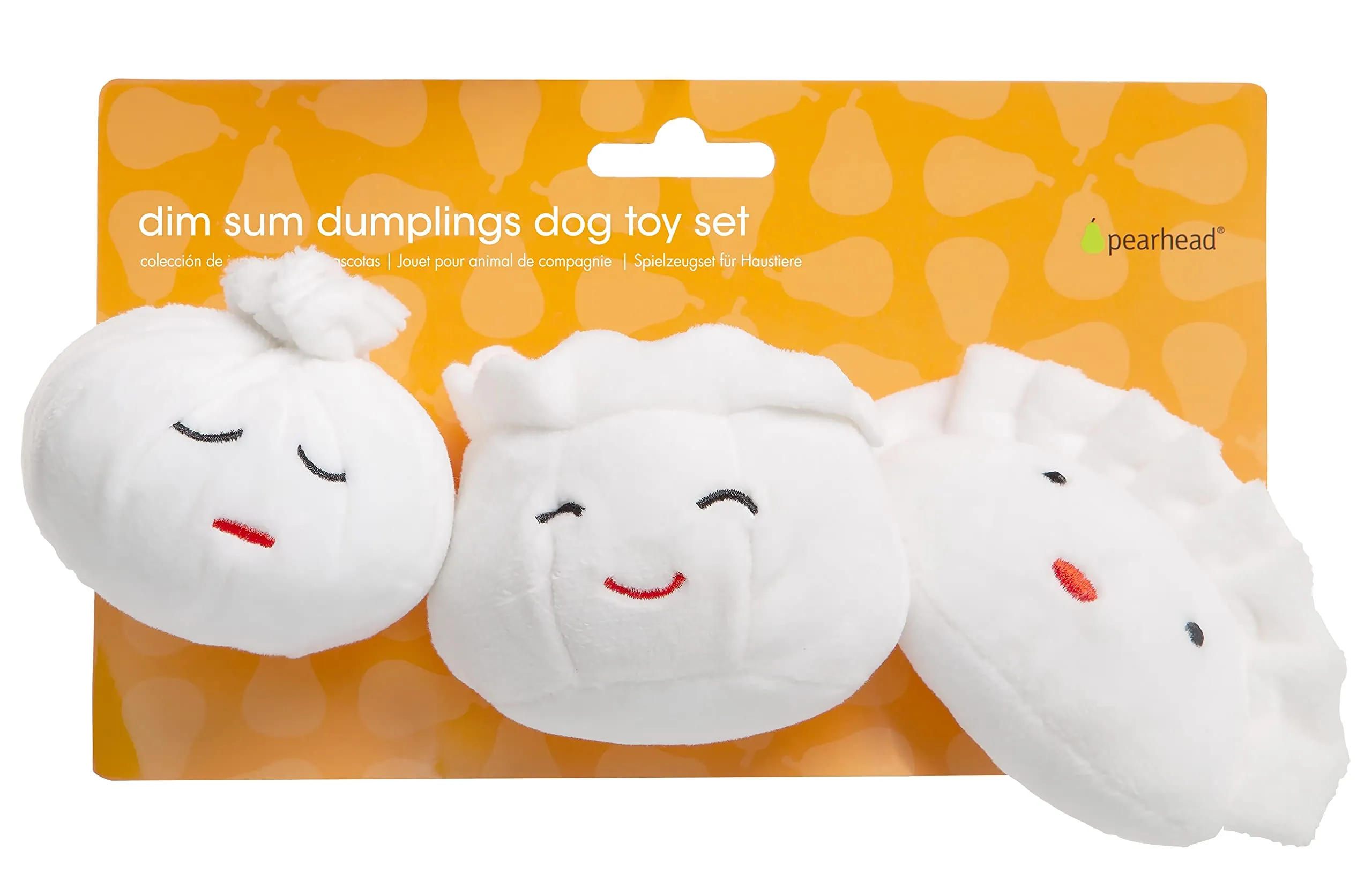Pearhead Dim Sum - Set di 3 giocattoli per animali domestici, set di 3 giocattoli per cani che scricchiolano il proprietario di animali domestici, colore: bianco - immagine 8