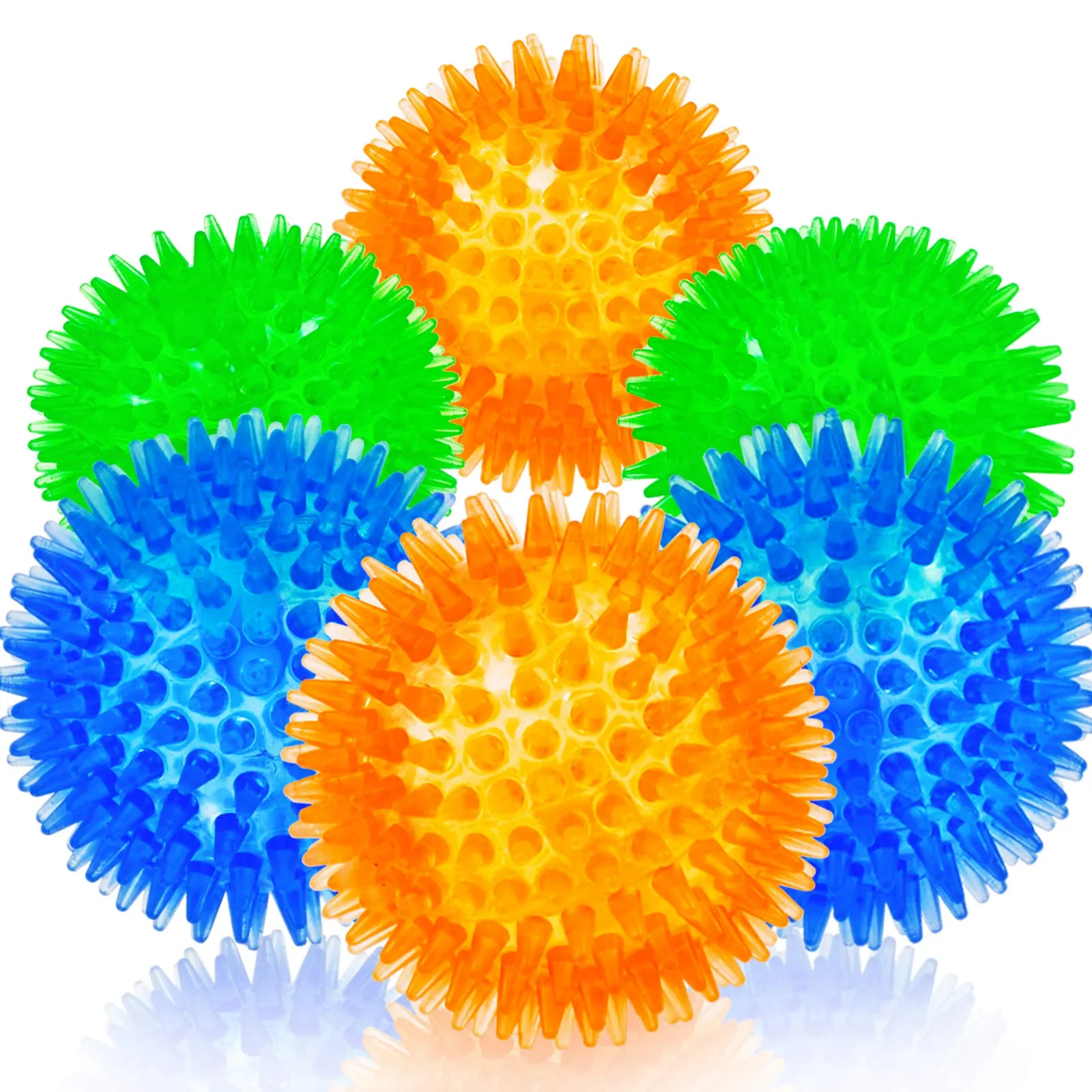 SHARLOVY Palline cigolanti TPR per cuccioli piccoli, confezione 6 pezzi, colori vivaci per dentizione e gioco - immagine 1