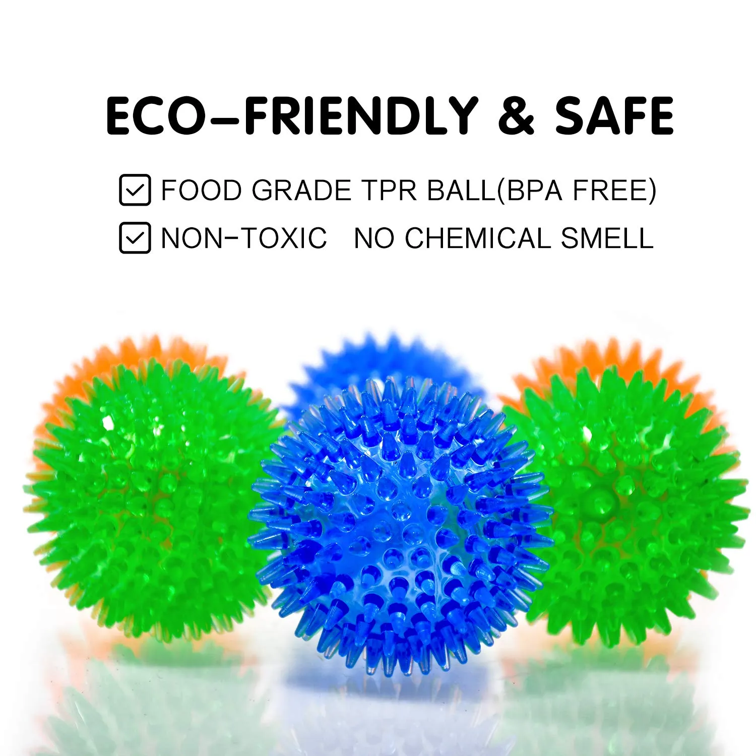 SHARLOVY Palline cigolanti TPR per cuccioli piccoli, confezione 6 pezzi, colori vivaci per dentizione e gioco - immagine 2