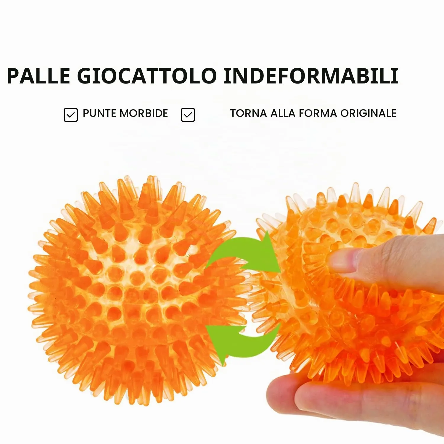SHARLOVY Palline cigolanti TPR per cuccioli piccoli, confezione 6 pezzi, colori vivaci per dentizione e gioco - immagine 4
