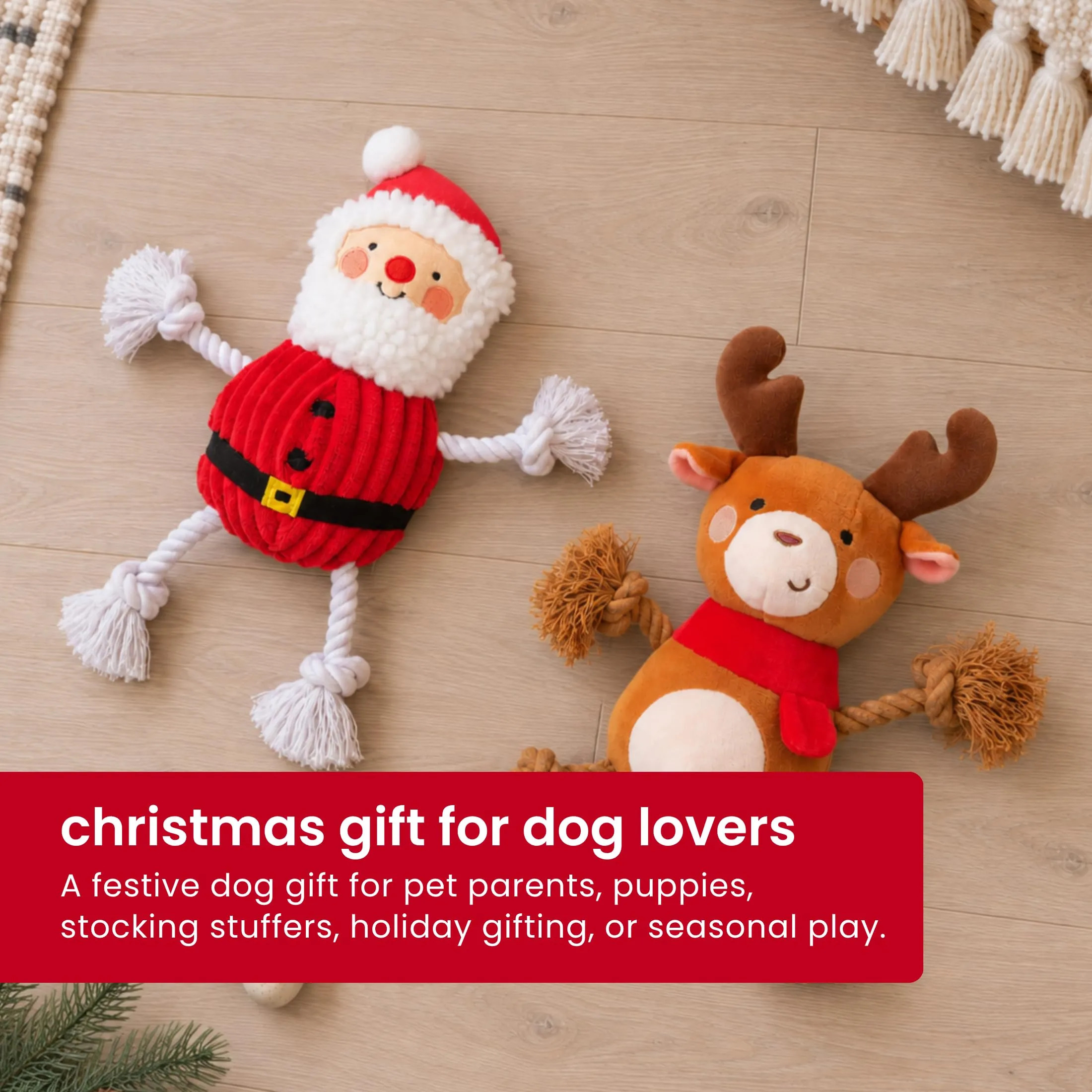 Pearhead Il vero giocattolo per cani di Babbo Natale, giocattolo natalizio per animali domestici, perfetto per le vacanze o regalo per il tuo cane, giocattolo interattivo in corda - immagine 4