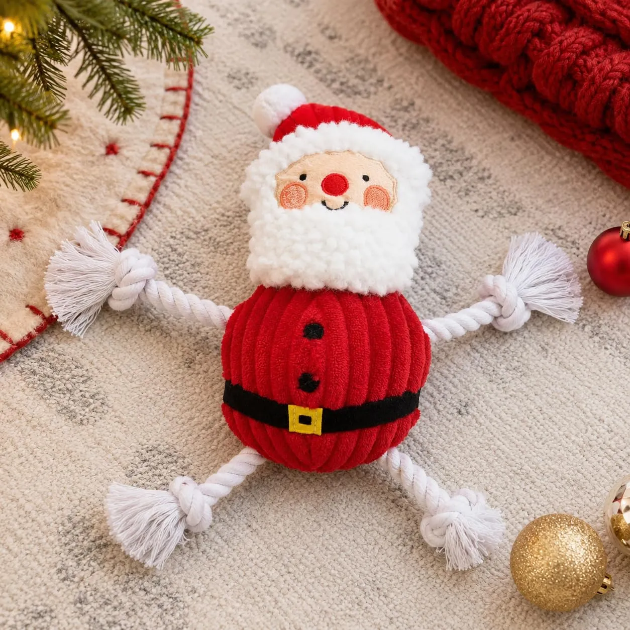Pearhead Il vero giocattolo per cani di Babbo Natale, giocattolo natalizio per animali domestici, perfetto per le vacanze o regalo per il tuo cane, giocattolo interattivo in corda - immagine 5