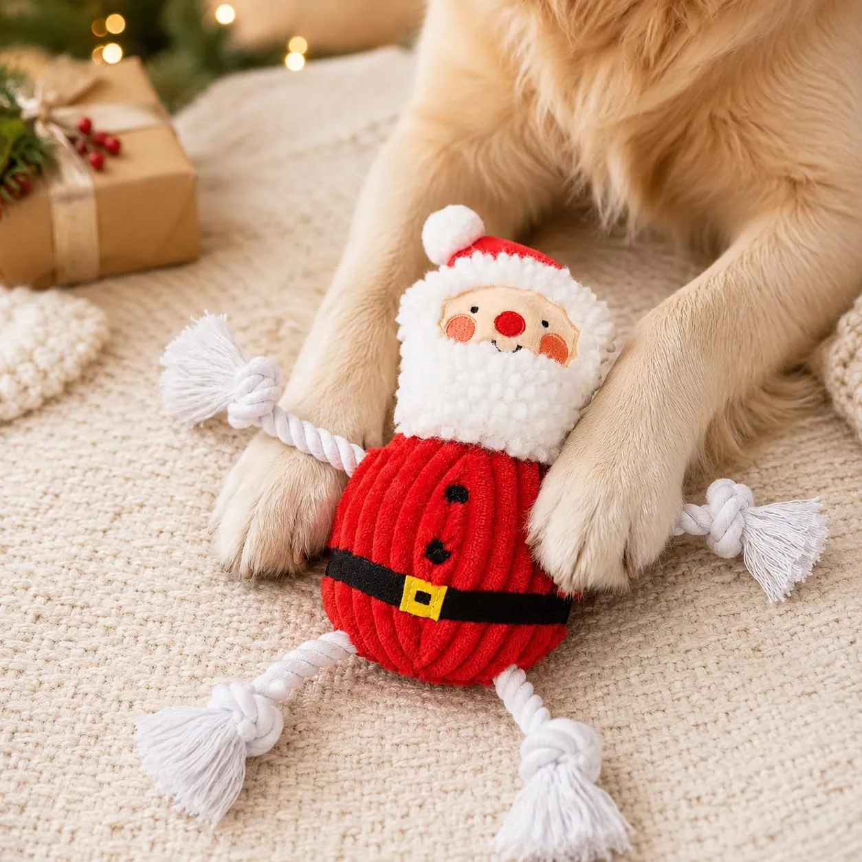 Pearhead Il vero giocattolo per cani di Babbo Natale, giocattolo natalizio per animali domestici, perfetto per le vacanze o regalo per il tuo cane, giocattolo interattivo in corda - immagine 6