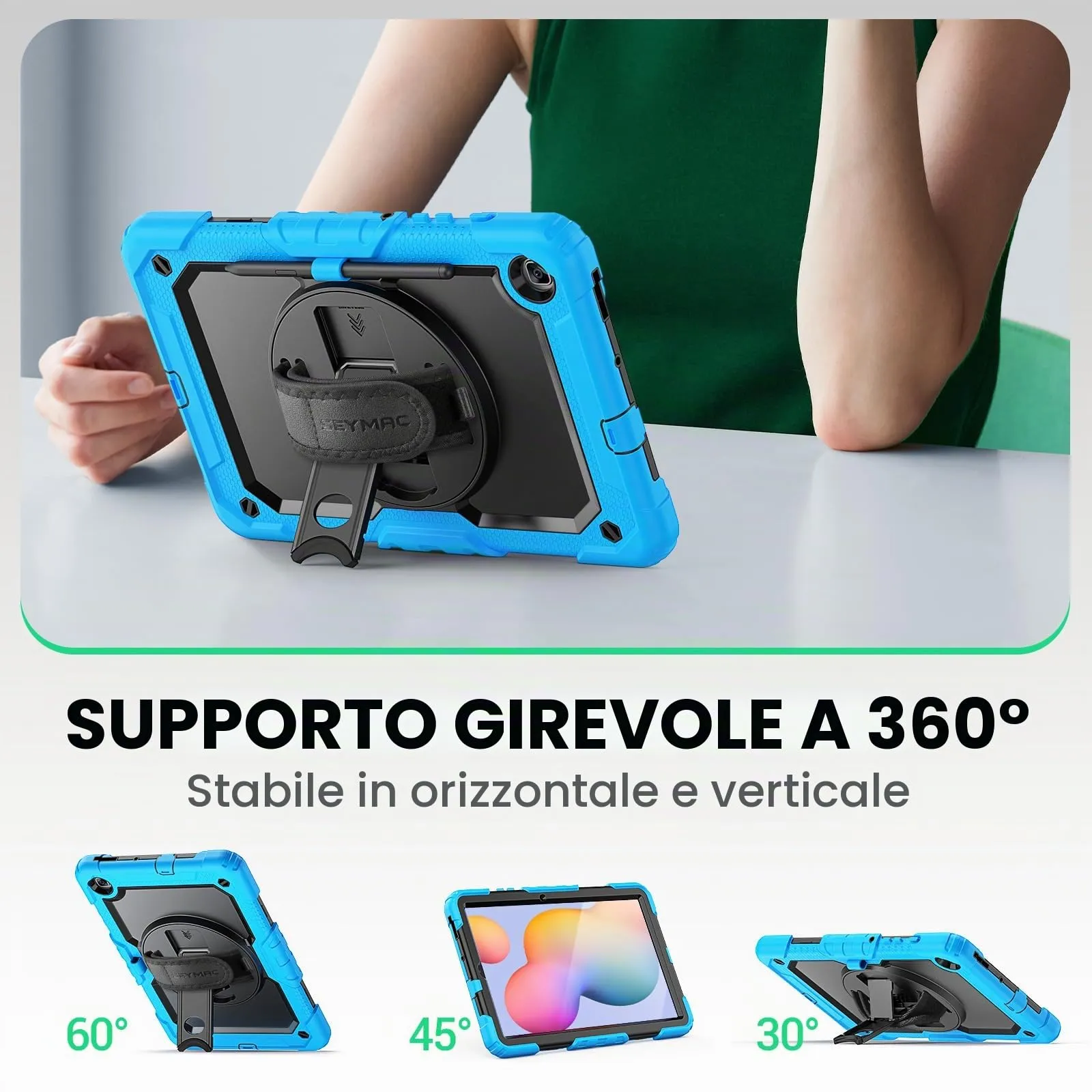 SEYMAC Cover per Samsung Galaxy Tab S6 Lite (10,4" 2024/2022/2020), Azzurro - immagine 4