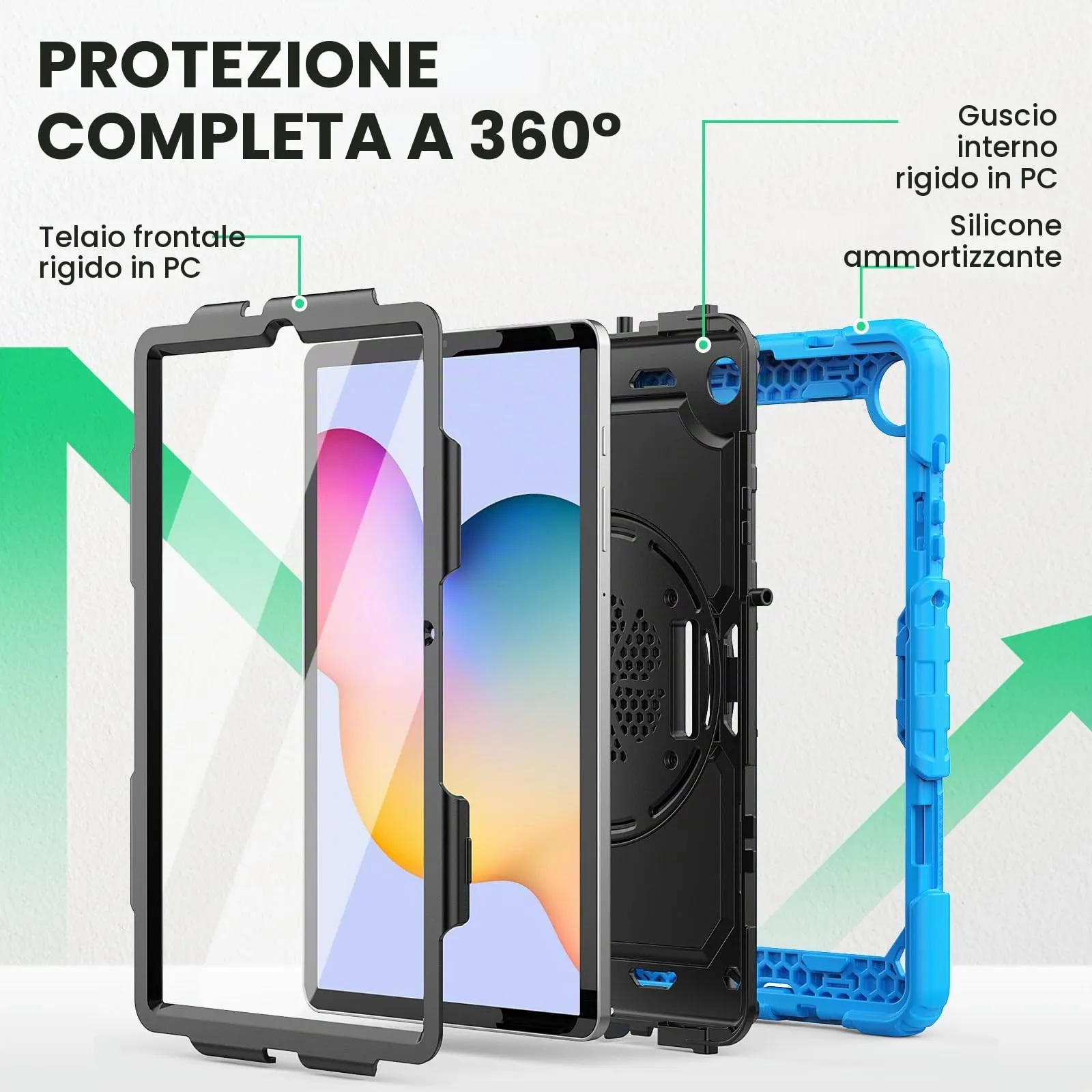 SEYMAC Cover per Samsung Galaxy Tab S6 Lite (10,4" 2024/2022/2020), Azzurro - immagine 5