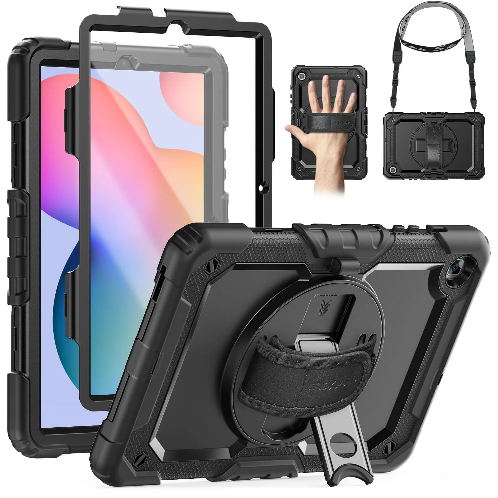 SEYMAC Cover per Samsung Galaxy Tab S6 Lite (10,4" 2024/2022/2020), Nero - immagine 1