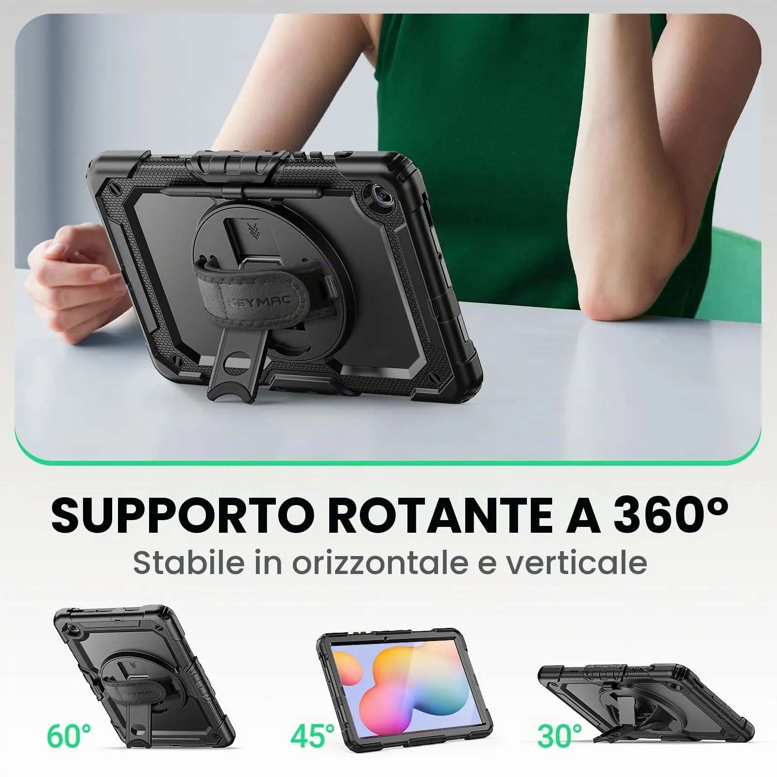 SEYMAC Cover per Samsung Galaxy Tab S6 Lite (10,4" 2024/2022/2020), Nero - immagine 4