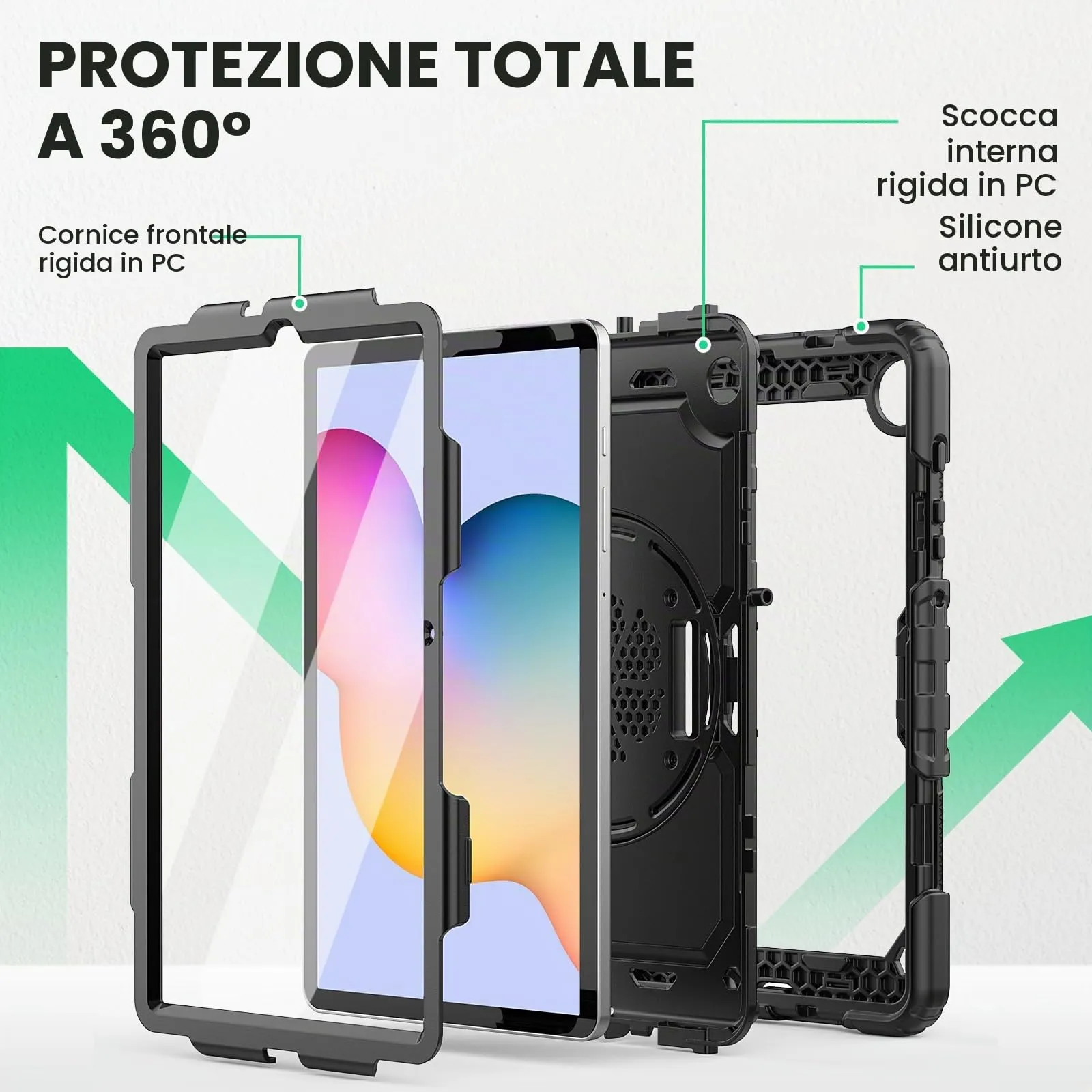 SEYMAC Cover per Samsung Galaxy Tab S6 Lite (10,4" 2024/2022/2020), Nero - immagine 5