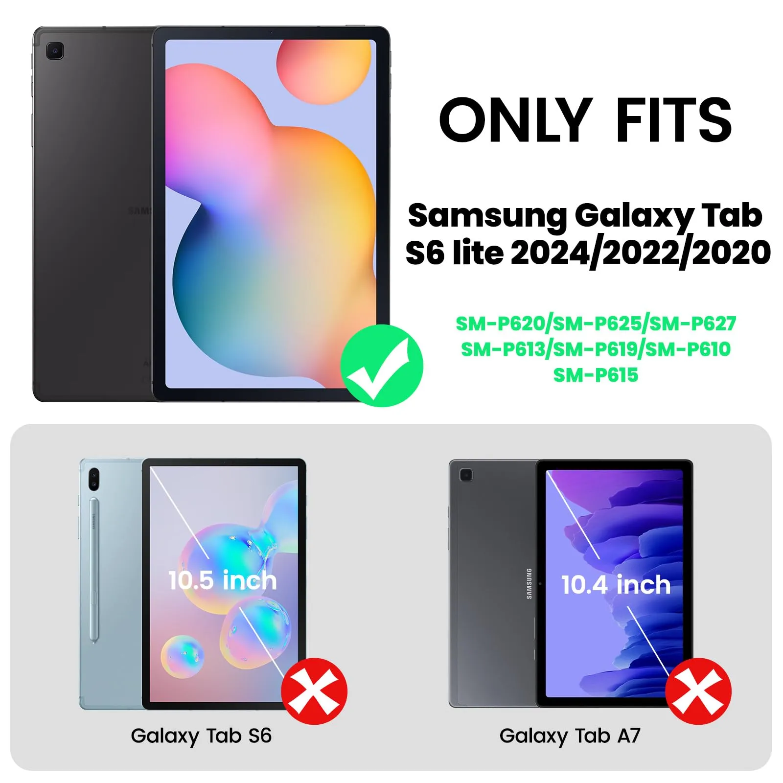 SAIMAC Cover per Samsung Galaxy Tab S6 Lite 2022/2020 10,4 Pollici, Protezione Ibrida Resistente Cadute, con Protezione Schermo Integrata, Impugnatura Girevole a 360°e Supporto, Cover S6 Lite, Blu - immagine 2