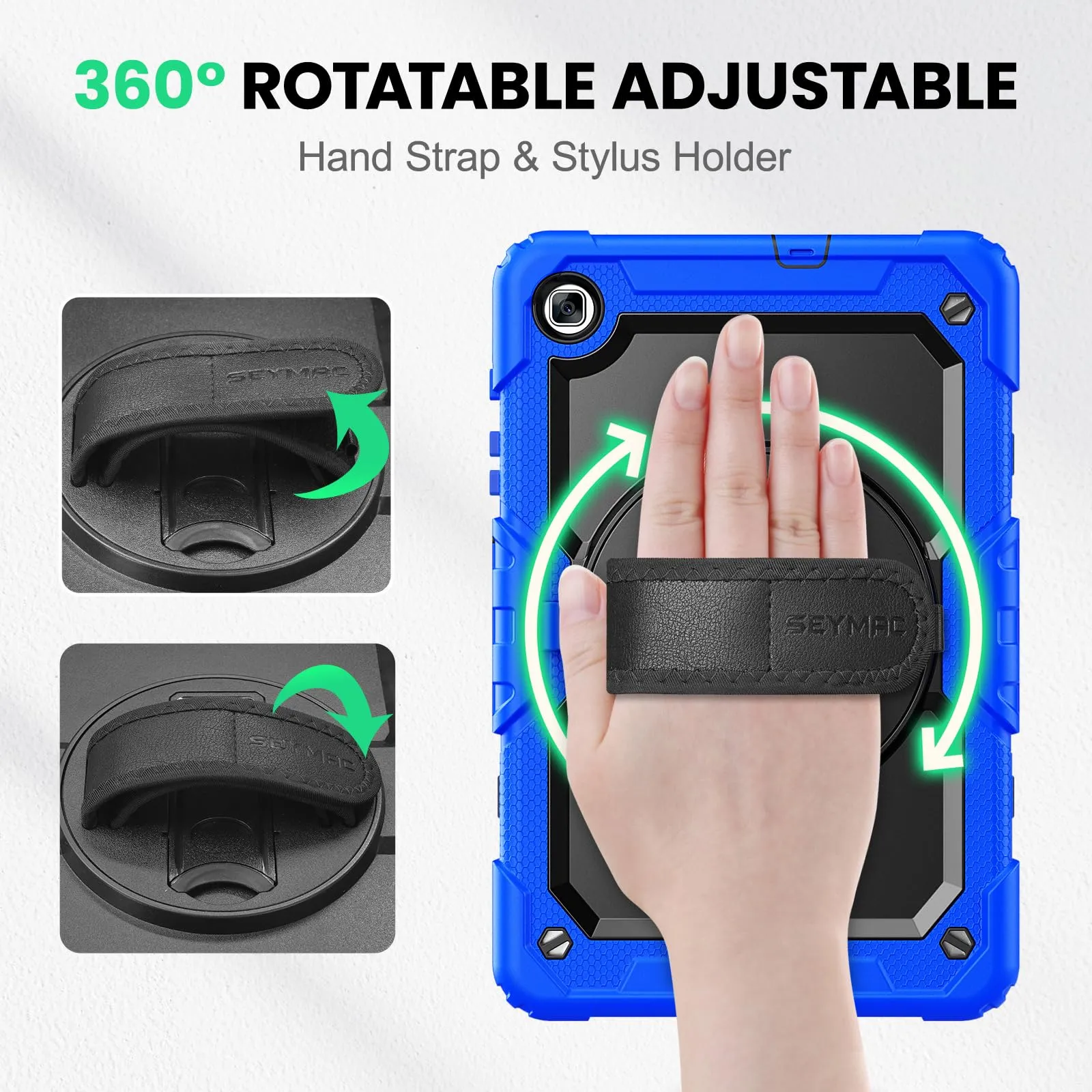 SAIMAC Cover per Samsung Galaxy Tab S6 Lite 2022/2020 10,4 Pollici, Protezione Ibrida Resistente Cadute, con Protezione Schermo Integrata, Impugnatura Girevole a 360°e Supporto, Cover S6 Lite, Blu - immagine 3