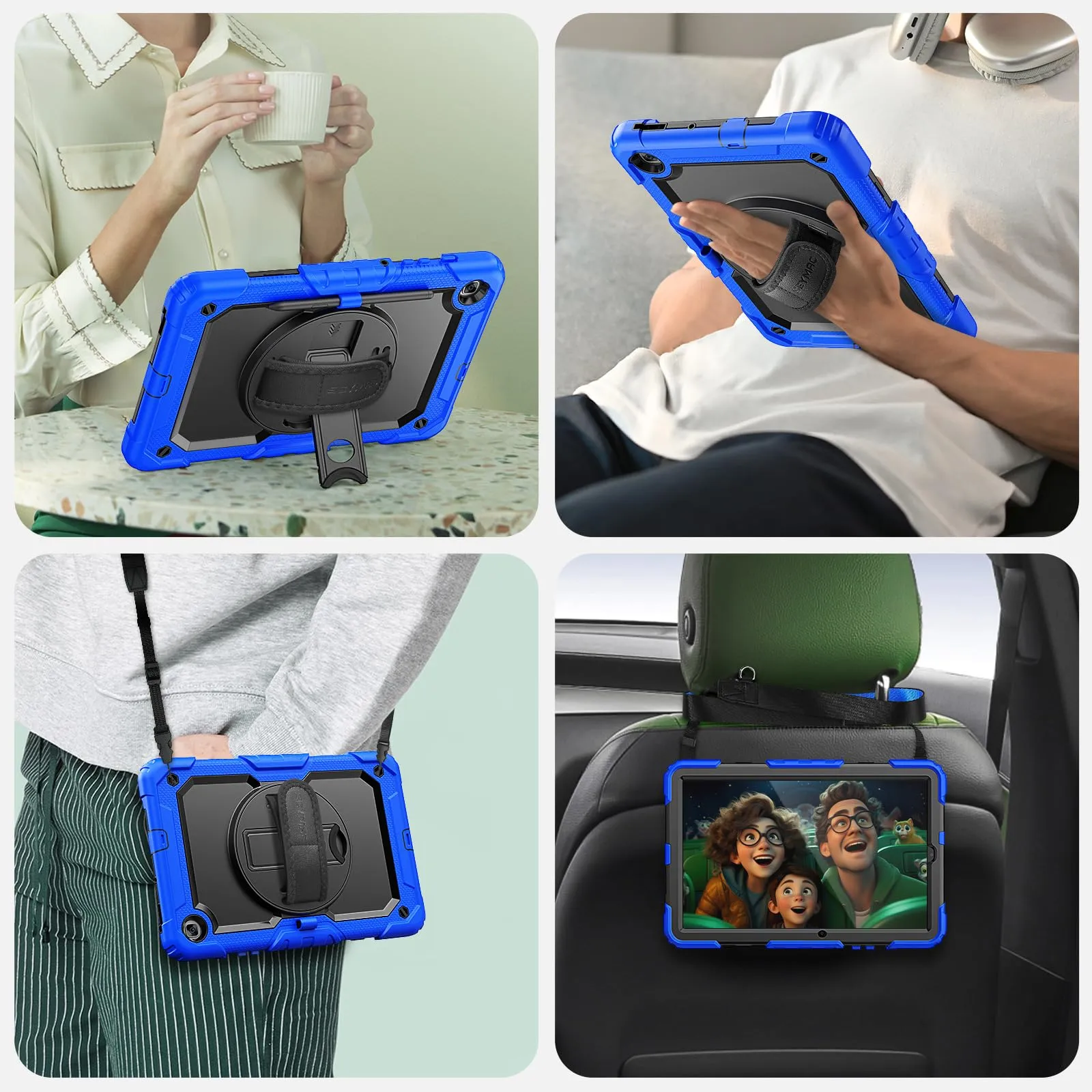 SAIMAC Cover per Samsung Galaxy Tab S6 Lite 2022/2020 10,4 Pollici, Protezione Ibrida Resistente Cadute, con Protezione Schermo Integrata, Impugnatura Girevole a 360°e Supporto, Cover S6 Lite, Blu - immagine 6