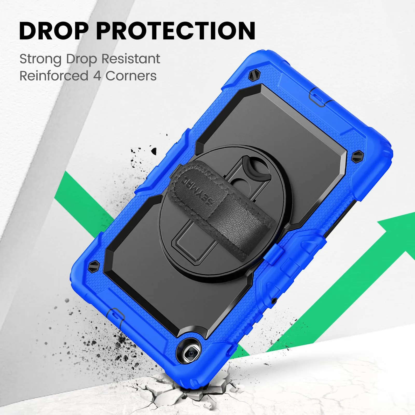 SAIMAC Cover per Samsung Galaxy Tab S6 Lite 2022/2020 10,4 Pollici, Protezione Ibrida Resistente Cadute, con Protezione Schermo Integrata, Impugnatura Girevole a 360°e Supporto, Cover S6 Lite, Blu - immagine 7