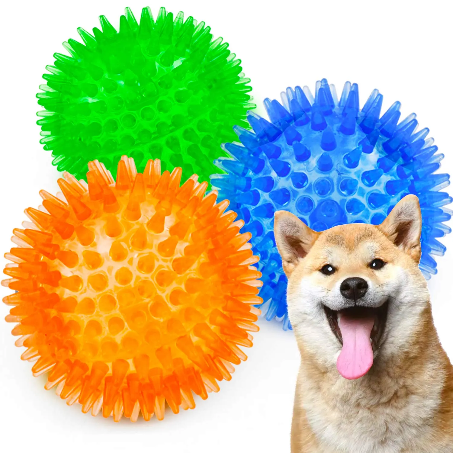 Palline cigolanti per cani di piccole dimensioni, palline da riporto per cani in gomma confezione da 6 colori vivaci in TPR, giocattoli per cuccioli, palline giocattolo per cani - immagine 1