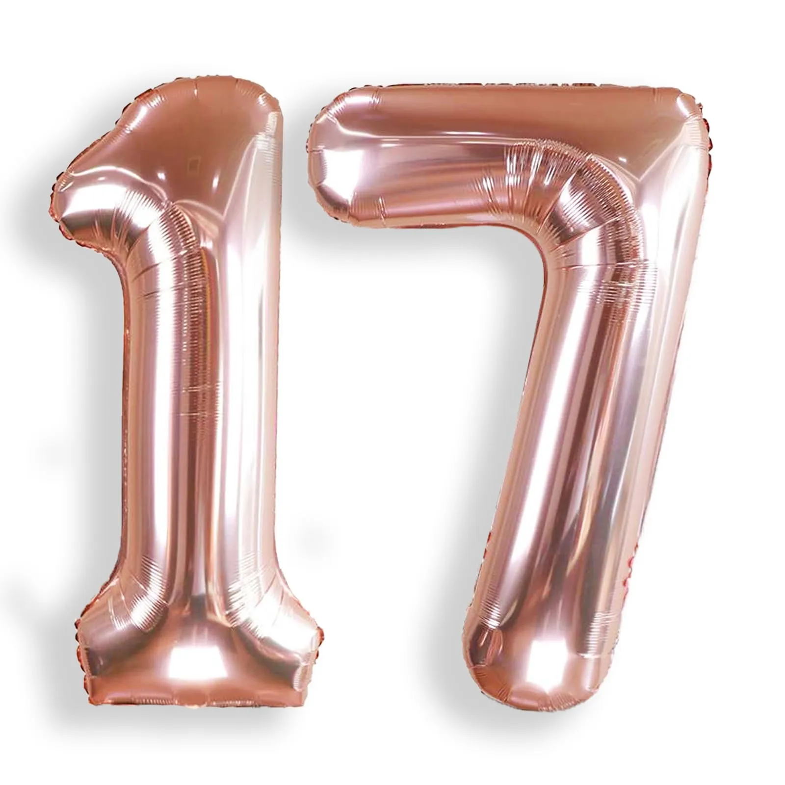 Palloncino Numero 17 Rosa Gold: Grande 101 cm Elio Palloncini Oro Rosa Antico Compleanno 71 Anni Mylar Foil Numeri Gigante Giganti per Festa di Anniversario Decorazioni - immagine 1