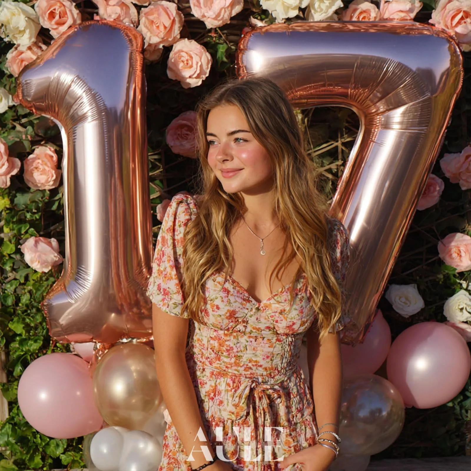Palloncino Numero 17 Rosa Gold: Grande 101 cm Elio Palloncini Oro Rosa Antico Compleanno 71 Anni Mylar Foil Numeri Gigante Giganti per Festa di Anniversario Decorazioni - immagine 2