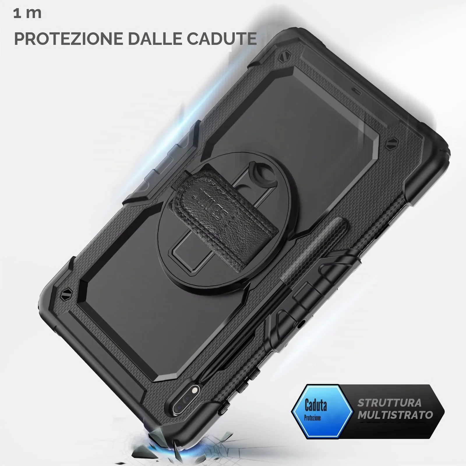 SEYMAC Cover per Samsung Tab S8 Plus/S7 FE/S7 Plus - 12,4 Pollici, Nero - immagine 6
