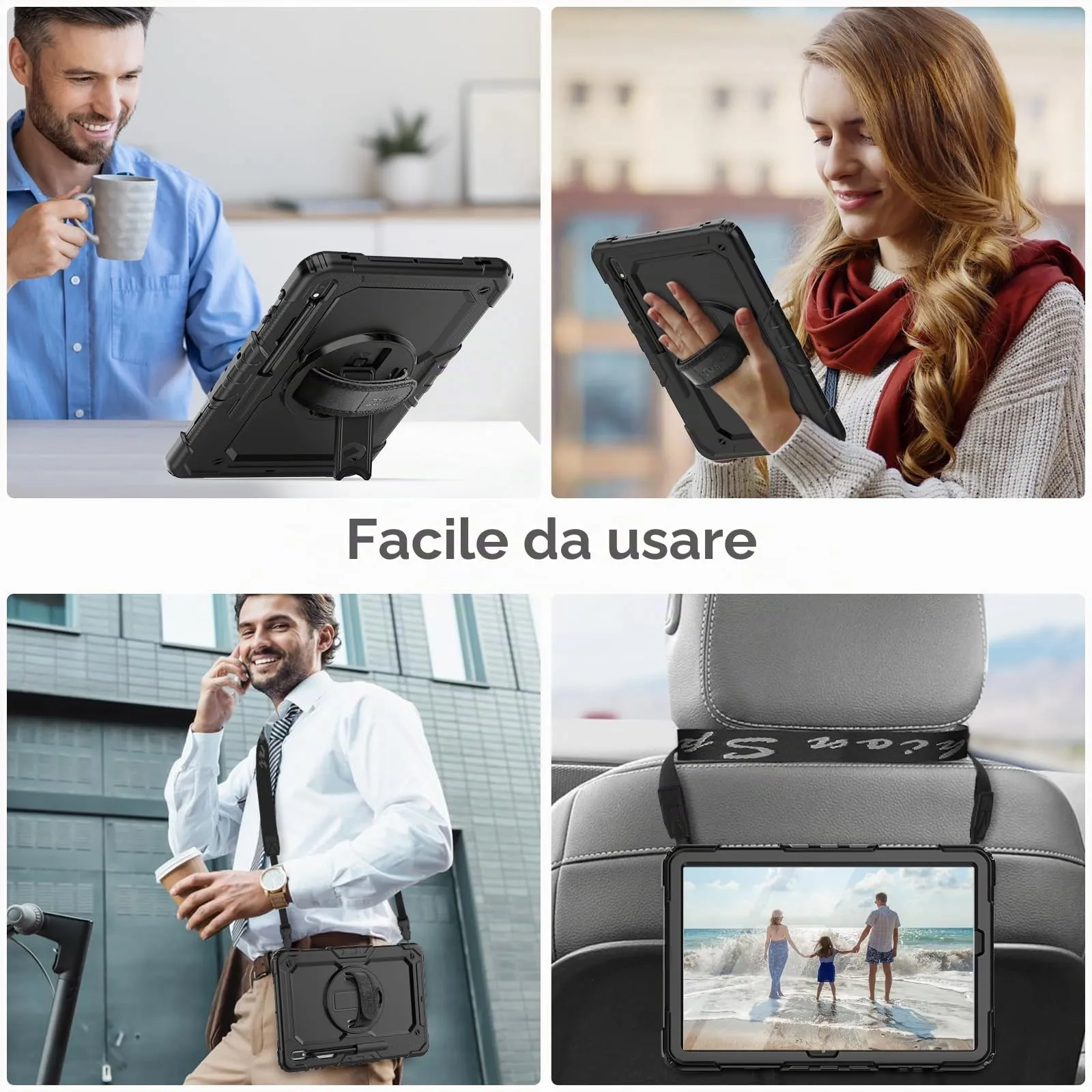 SEYMAC Cover per Samsung Tab S8 Plus/S7 FE/S7 Plus - 12,4 Pollici, Nero - immagine 7