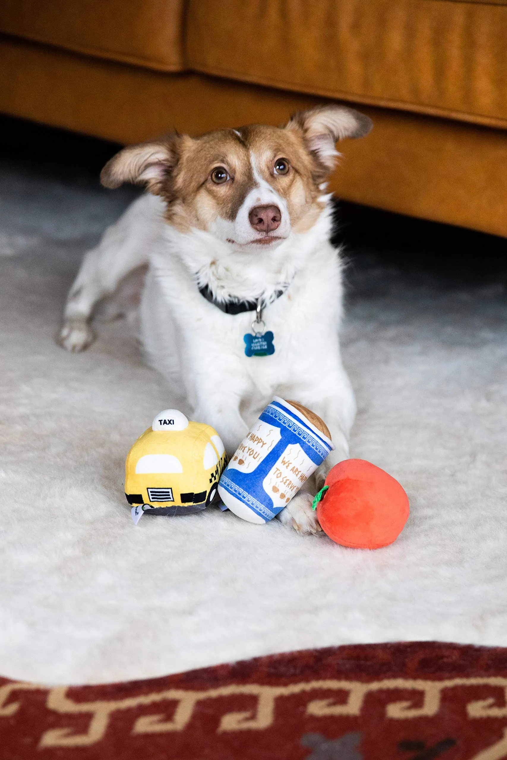 Pearhead New Bark City - Set di 3 giocattoli per cani di peluche New York City, giocattoli per cani che scricchiolano - immagine 2
