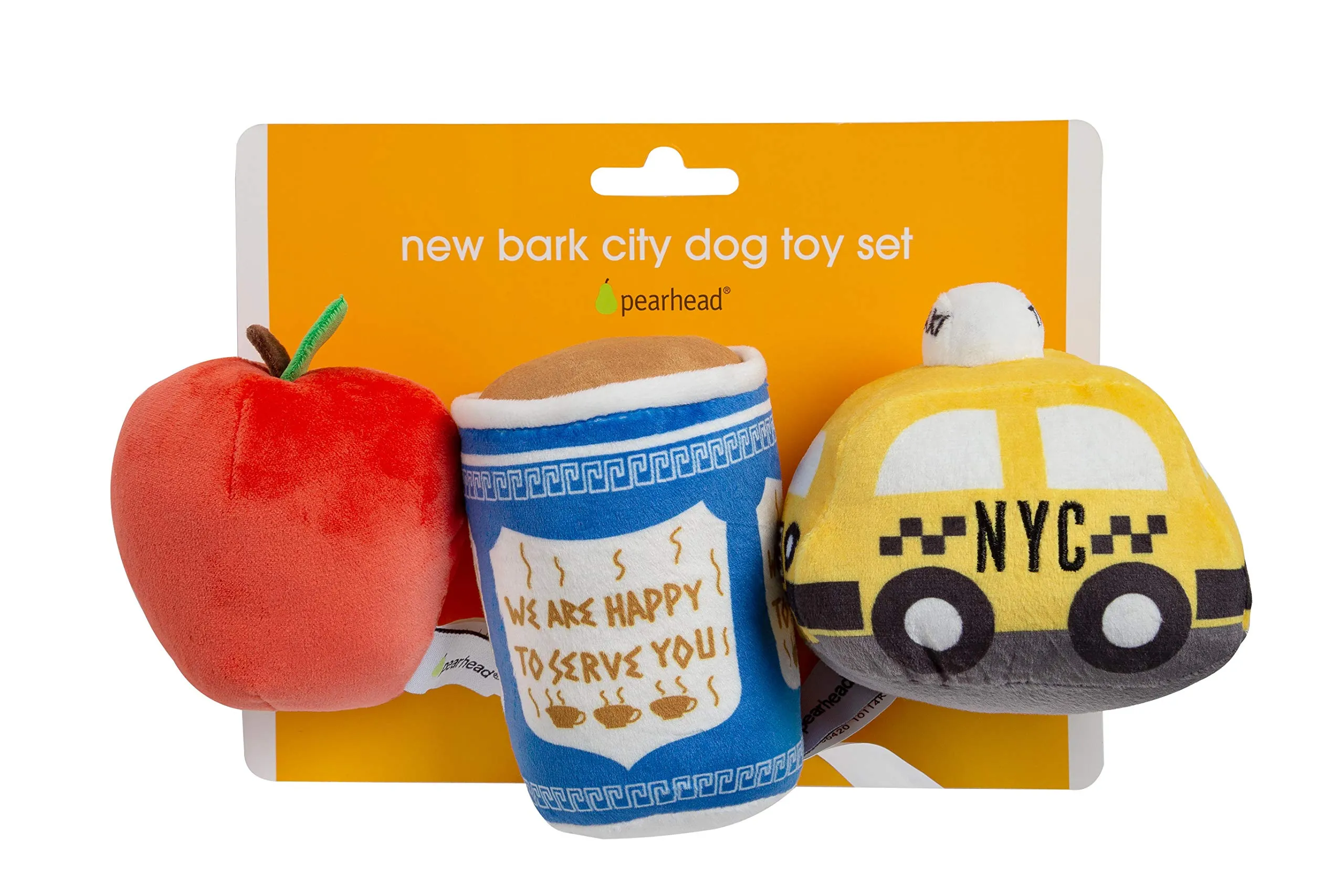 Pearhead New Bark City - Set di 3 giocattoli per cani di peluche New York City, giocattoli per cani che scricchiolano - immagine 6