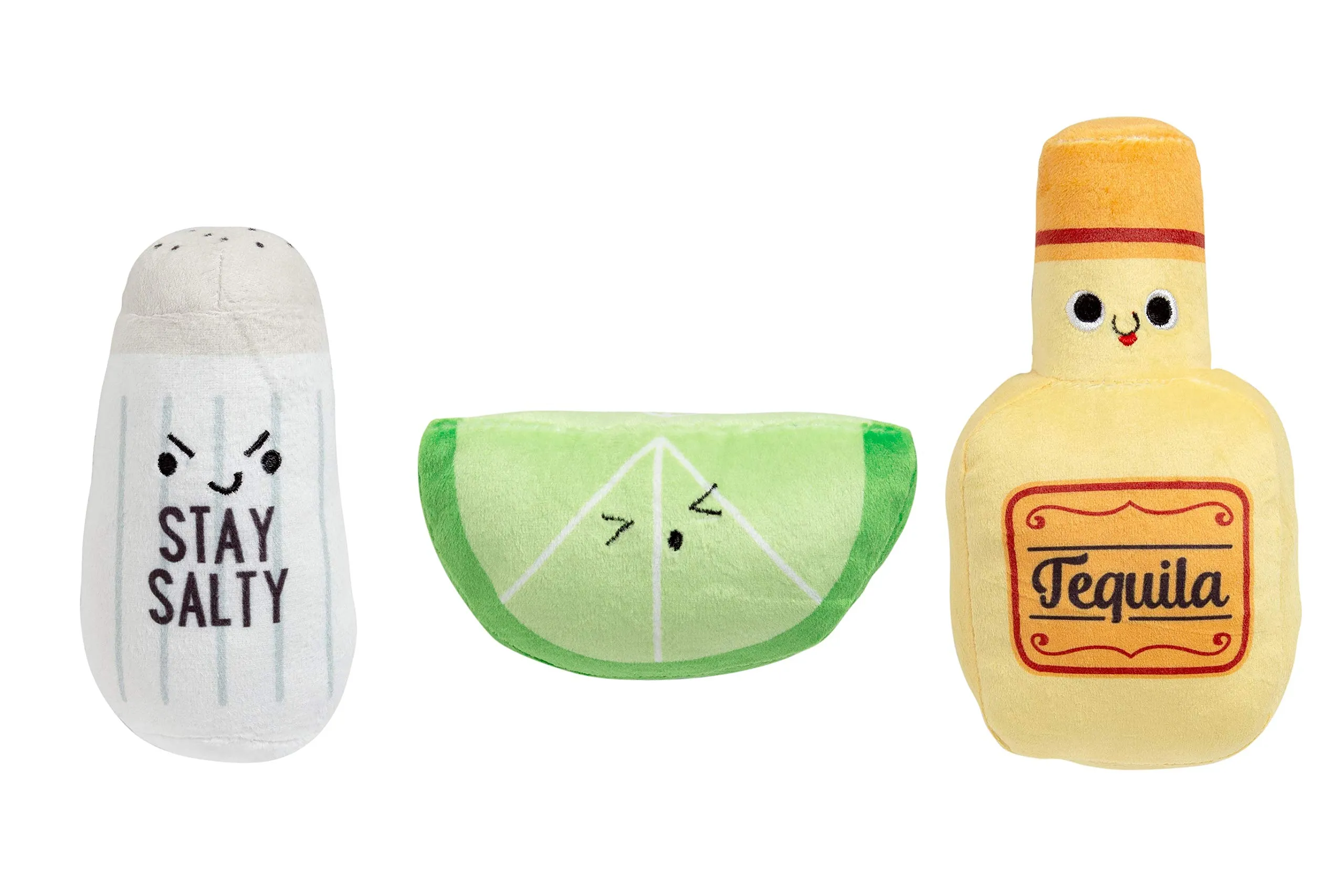 Pearhead Set di 3 giocattoli per cani in peluche Tequila Shots Tequila al sale e lime per cani, regali per genitori di animali domestici, set di 3 giocattoli - immagine 1