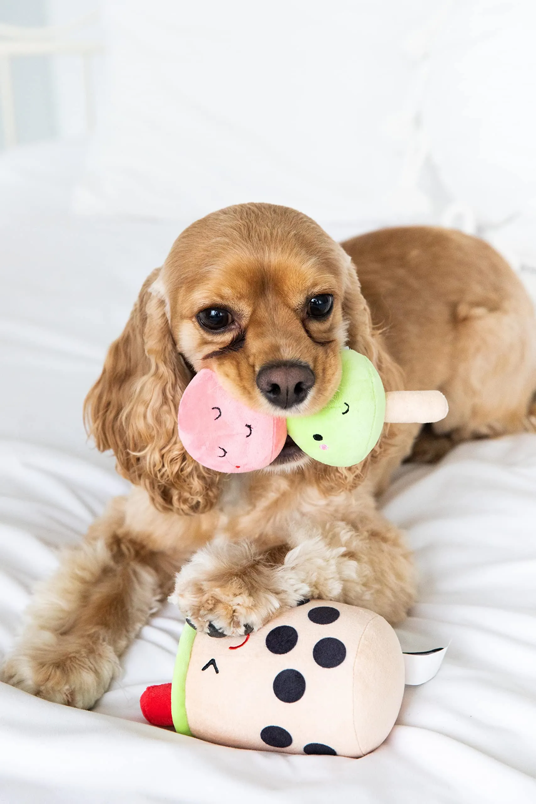 Pearhead Peluche per animali domestici, con bolle di tè, giocattoli morbidi interattivi, regalo per genitori di animali domestici, set da 2 - immagine 2