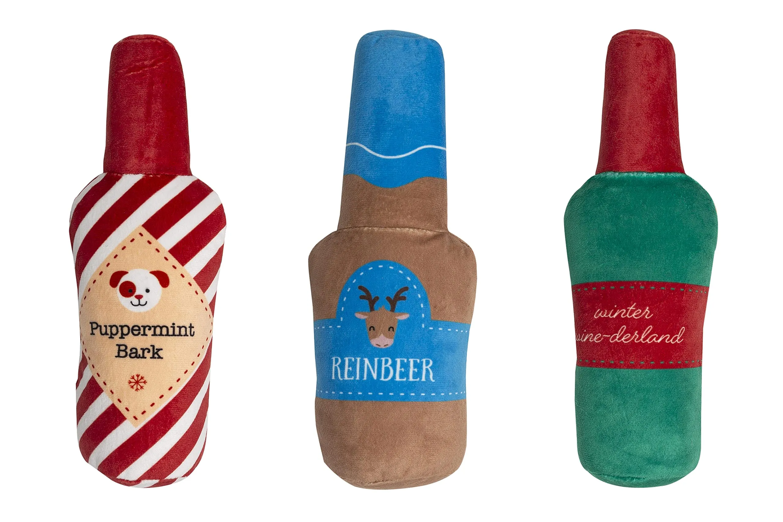 Pearhead Holiday Spirits - Set di 3 giocattoli per cani in peluche a tema spiriti, giocattoli per cani che scricchiolano - immagine 1