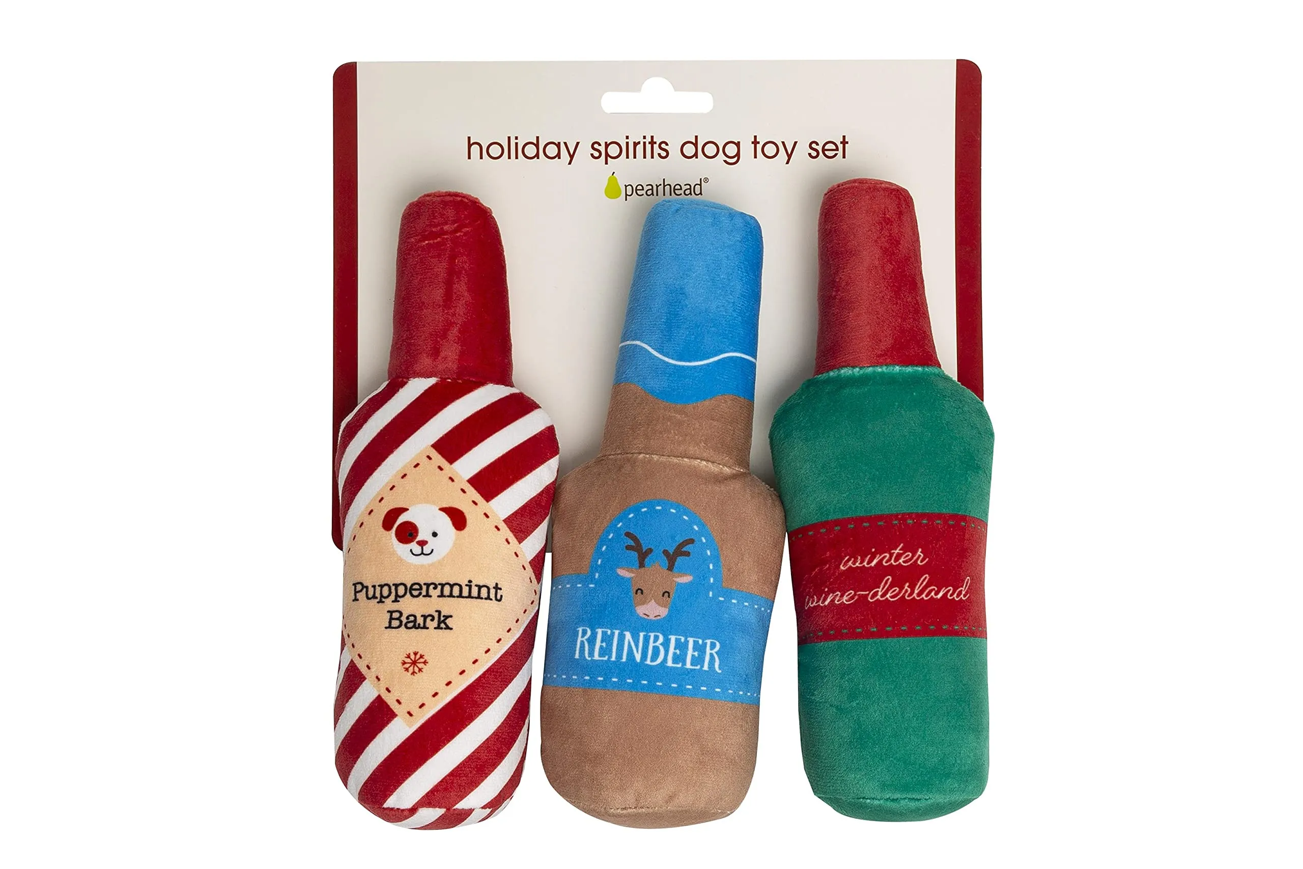 Pearhead Holiday Spirits - Set di 3 giocattoli per cani in peluche a tema spiriti, giocattoli per cani che scricchiolano - immagine 6