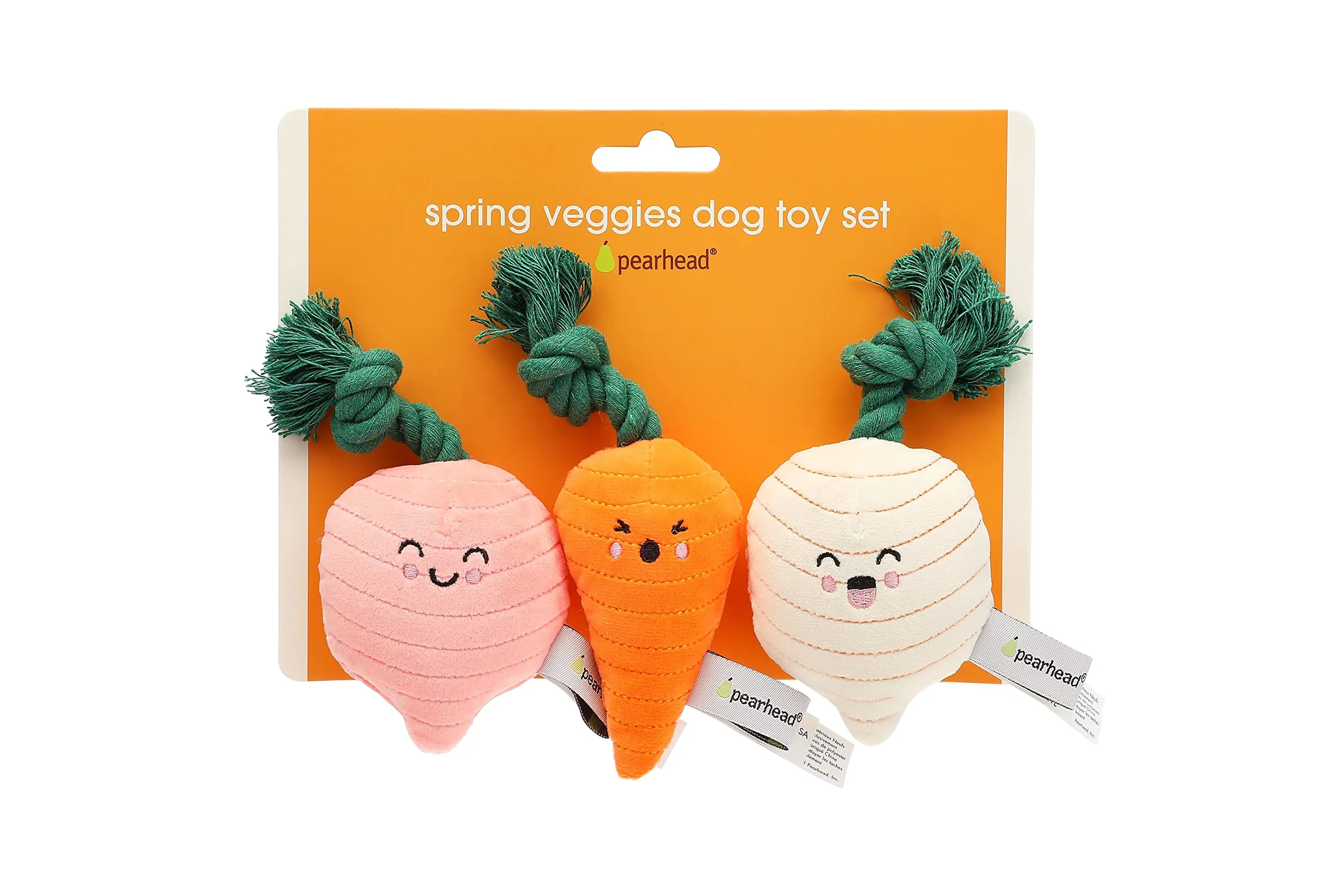 Pearhead Spring Garden Veggies - Set di 3 giocattoli per cani, ravanello, carota e rapa, regalo per genitori di animali domestici, giocattoli per cani di peluche a base di verdure - immagine 5