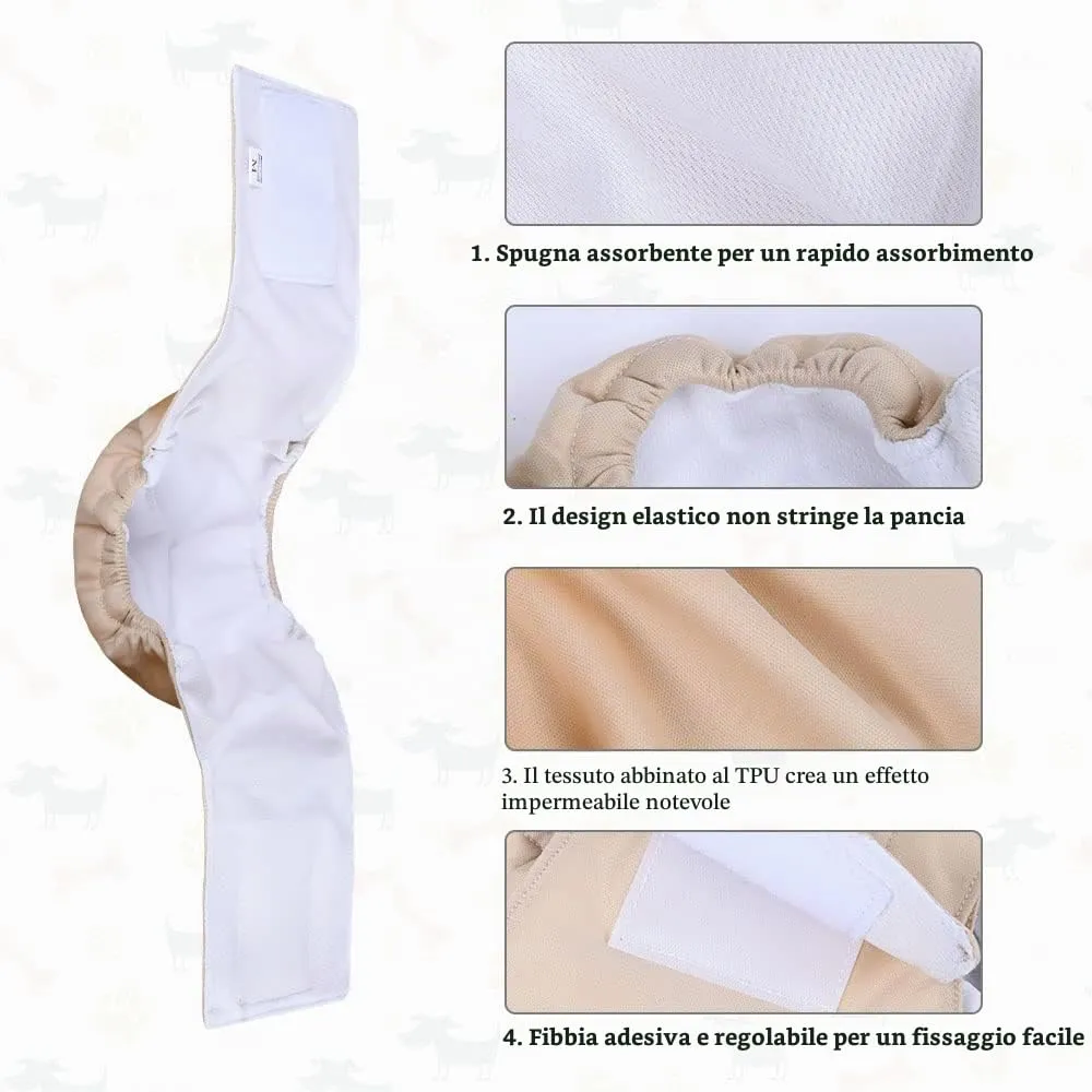 VSSHE Pannolini per cani, 3 pezzi, S-L, fasce addominali lavabili per ragazzi, pannolini per cani ad alta assorbenza, impermeabili, assorbenti, lavabili, resistenti, nero/grigio/beige-S - immagine 3