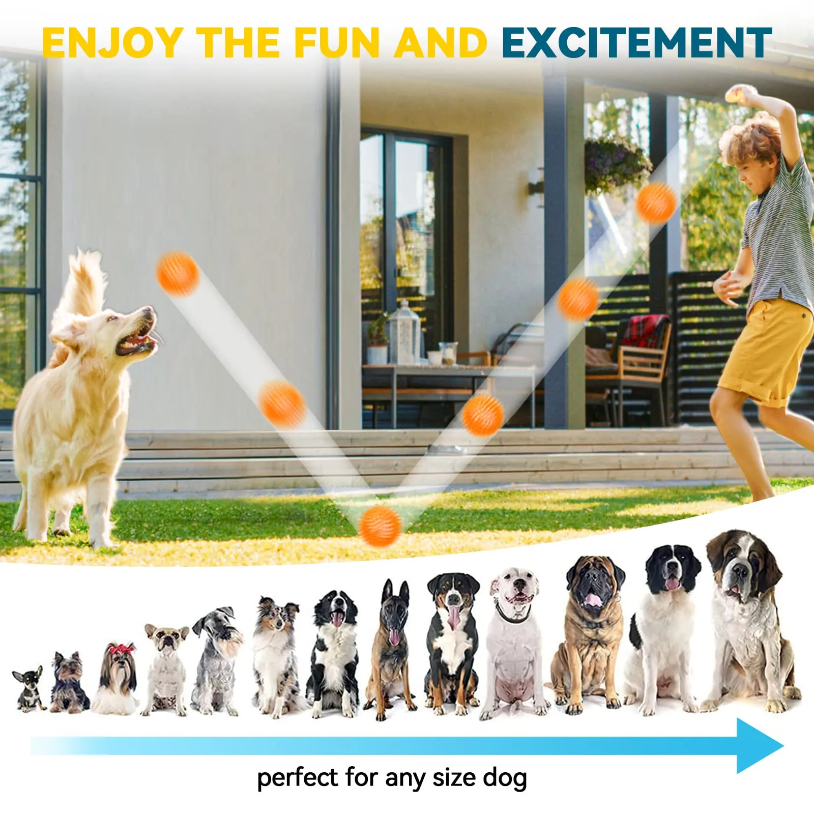SHARLOVY 3.5" grande palla di giocattoli per cani, 6 pacchetti di giocattoli squeeaky, palla spiky durevole - immagine 6