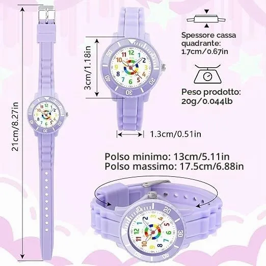 DTKID Orologio Bambini Analogico, Ghiera Girevole, Silicone (Viola) - immagine 5