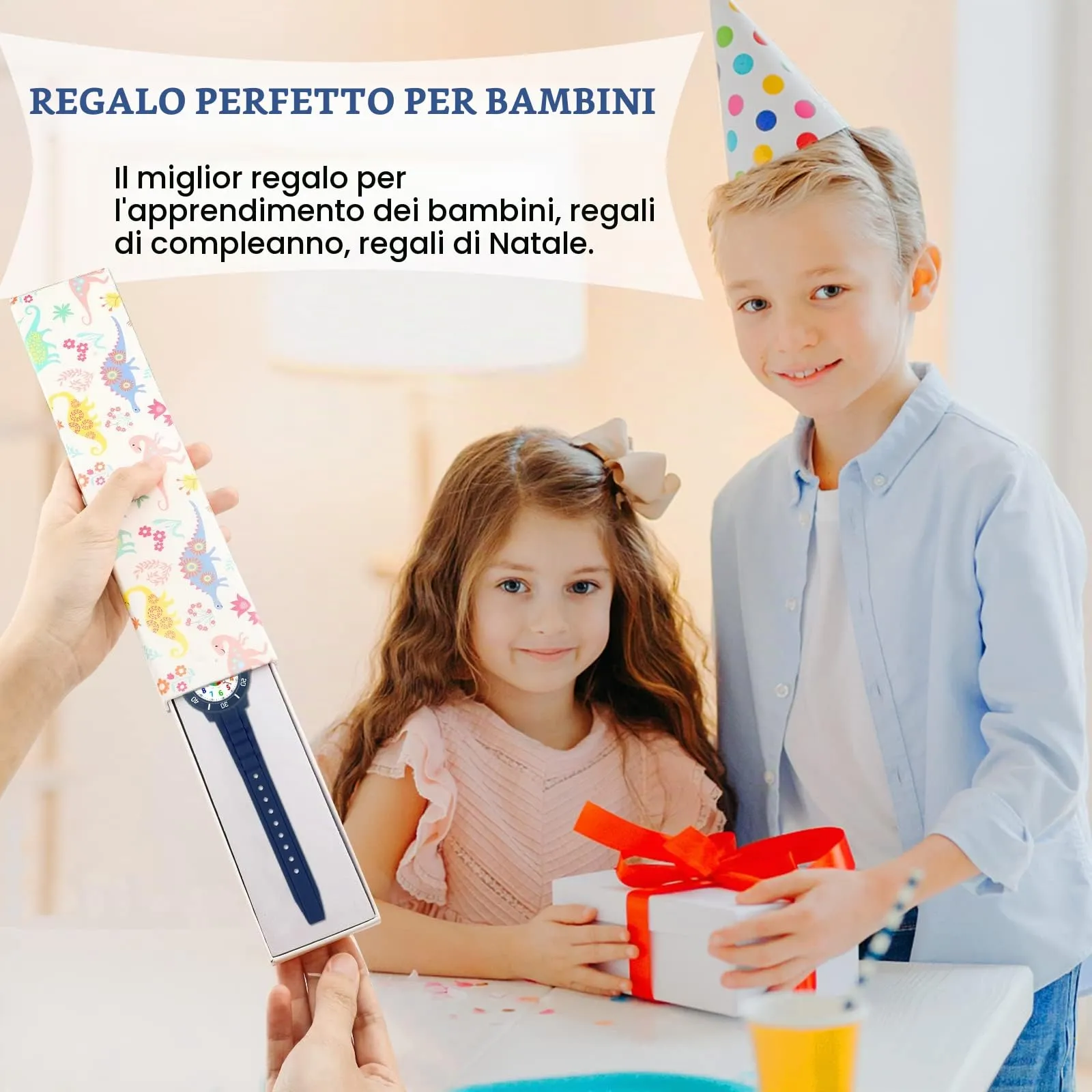 DTKID Orologio Bambini Analogico, Ghiera Girevole, Silicone (Blu Navy) - immagine 3