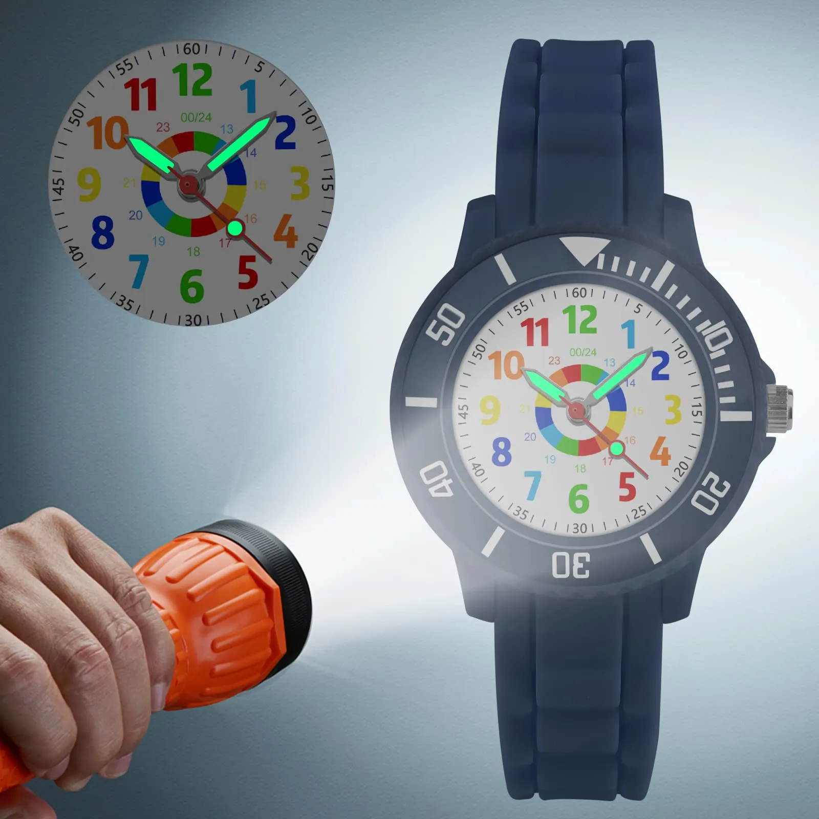 DTKID Orologio Bambini Analogico, Ghiera Girevole, Silicone (Blu Navy) - immagine 7
