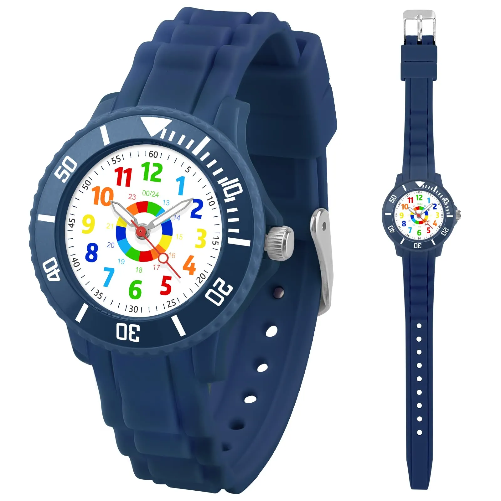 DTKID Orologio Bambini Analogico, Ghiera Girevole, Silicone (Blu Navy) - immagine 8
