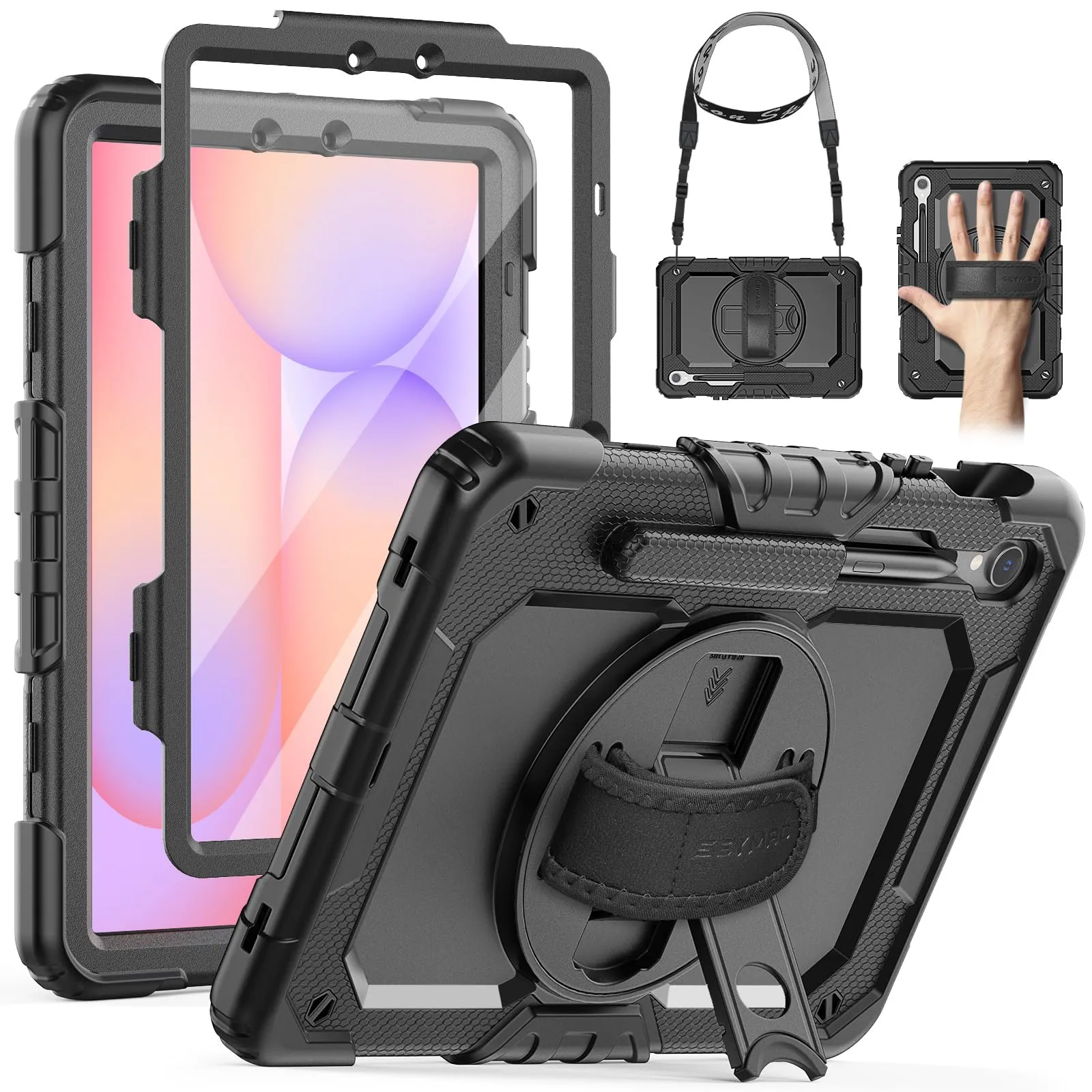 SEYMAC Cover per Samsung Galaxy Tab S10 Lite/S10 FE/S9 FE 10,9"/S9, Nero - immagine 1