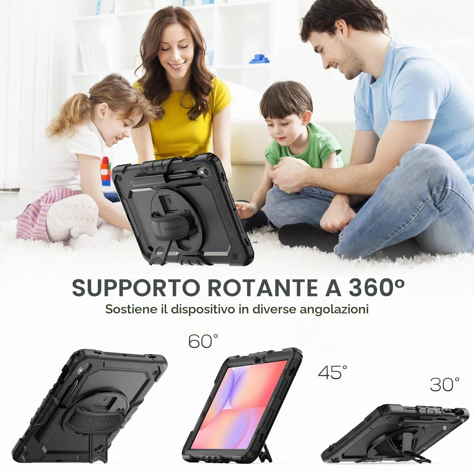 SEYMAC Cover per Samsung Galaxy Tab S10 Lite/S10 FE/S9 FE 10,9"/S9, Nero - immagine 3