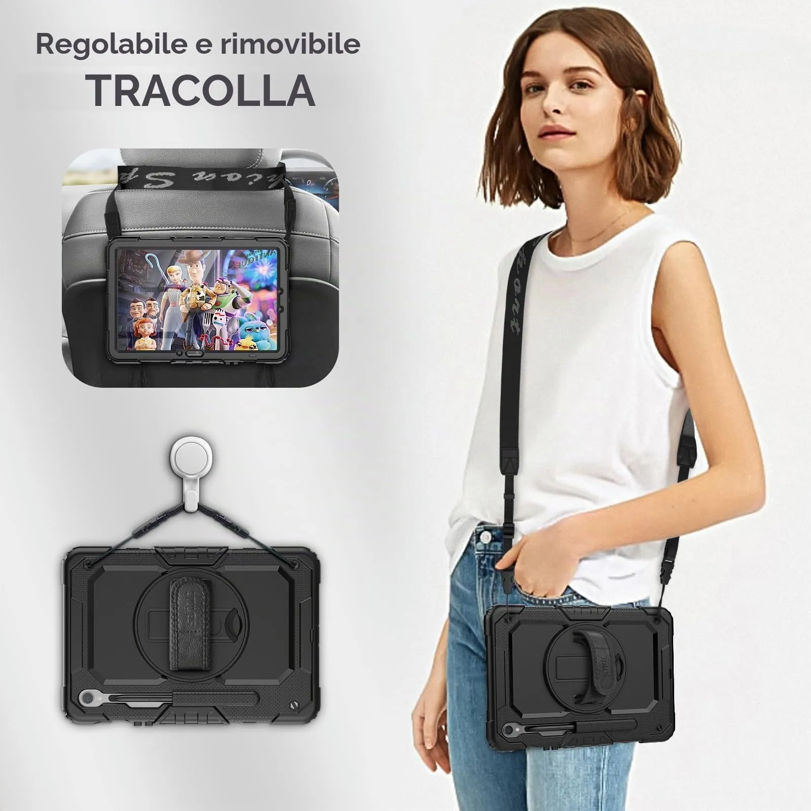 SEYMAC Cover per Samsung Galaxy Tab S10 Lite/S10 FE/S9 FE 10,9"/S9, Nero - immagine 4