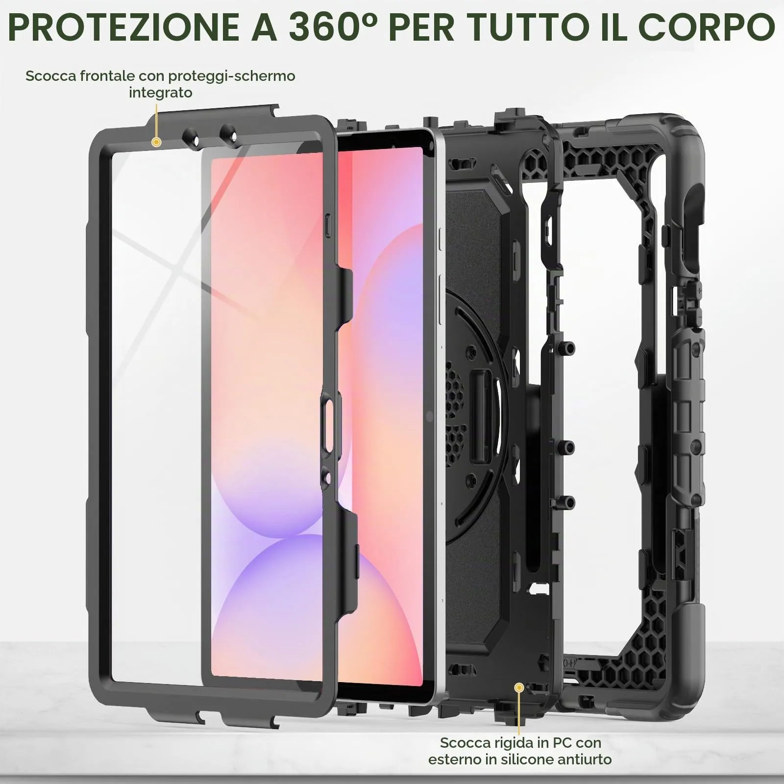 SEYMAC Cover per Samsung Galaxy Tab S10 Lite/S10 FE/S9 FE 10,9"/S9, Nero - immagine 6