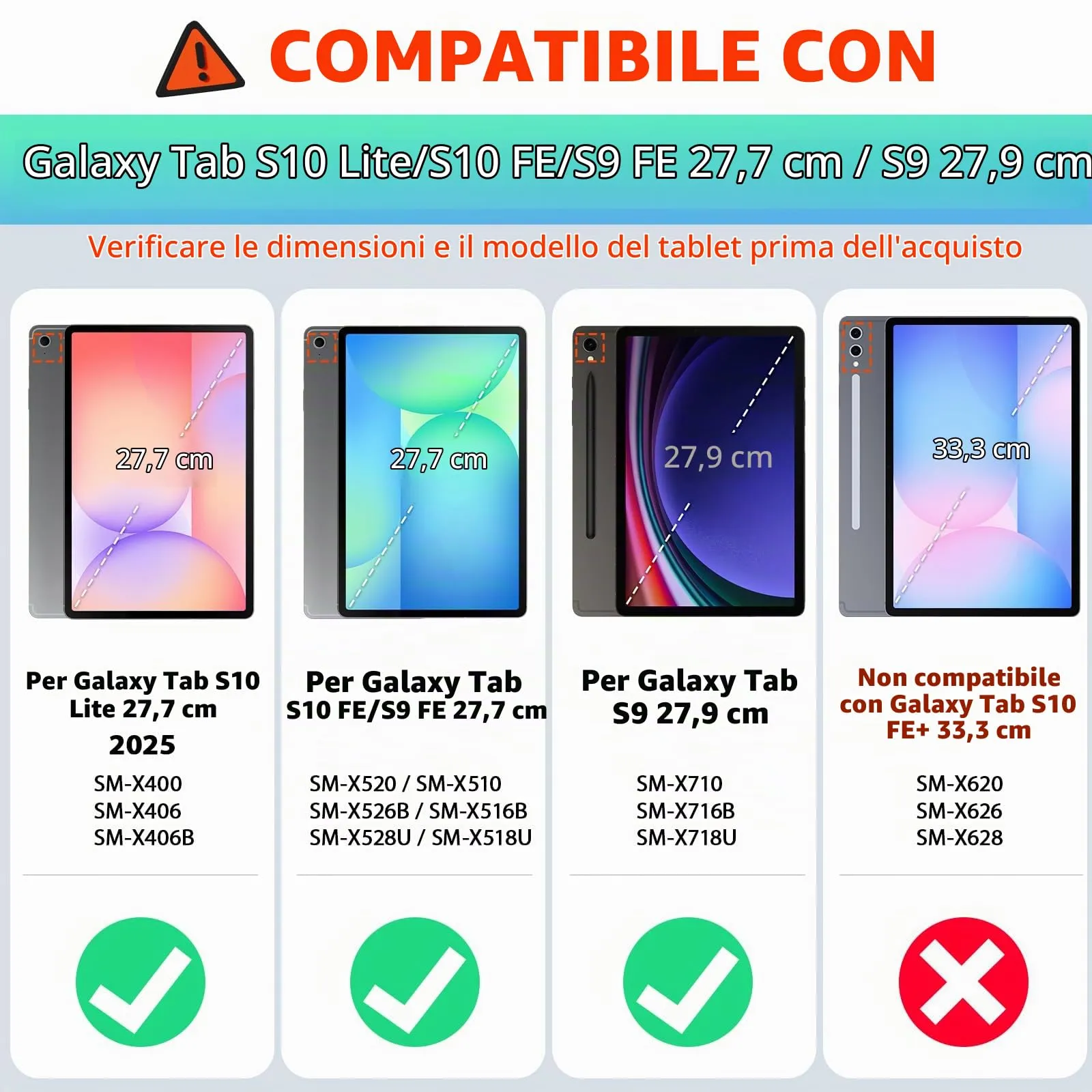 SEYMAC Cover per Samsung Galaxy Tab S10 Lite/S10 FE/S9 FE 10,9"/S9, Nero - immagine 8