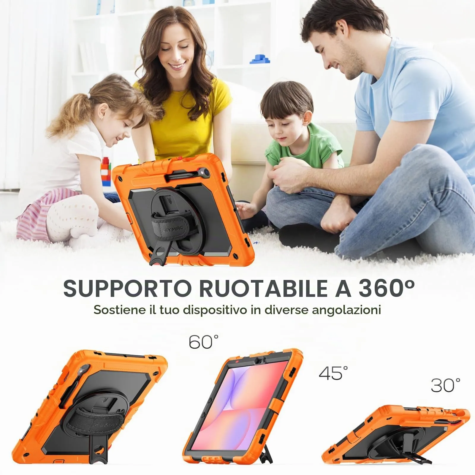 SEYMAC Cover per Samsung Galaxy Tab S10 Lite/S10 FE/S9 FE/S9, Arancione - immagine 3