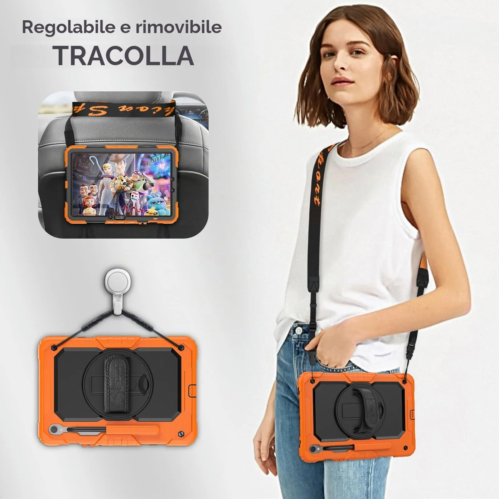 SEYMAC Cover per Samsung Galaxy Tab S10 Lite/S10 FE/S9 FE/S9, Arancione - immagine 4