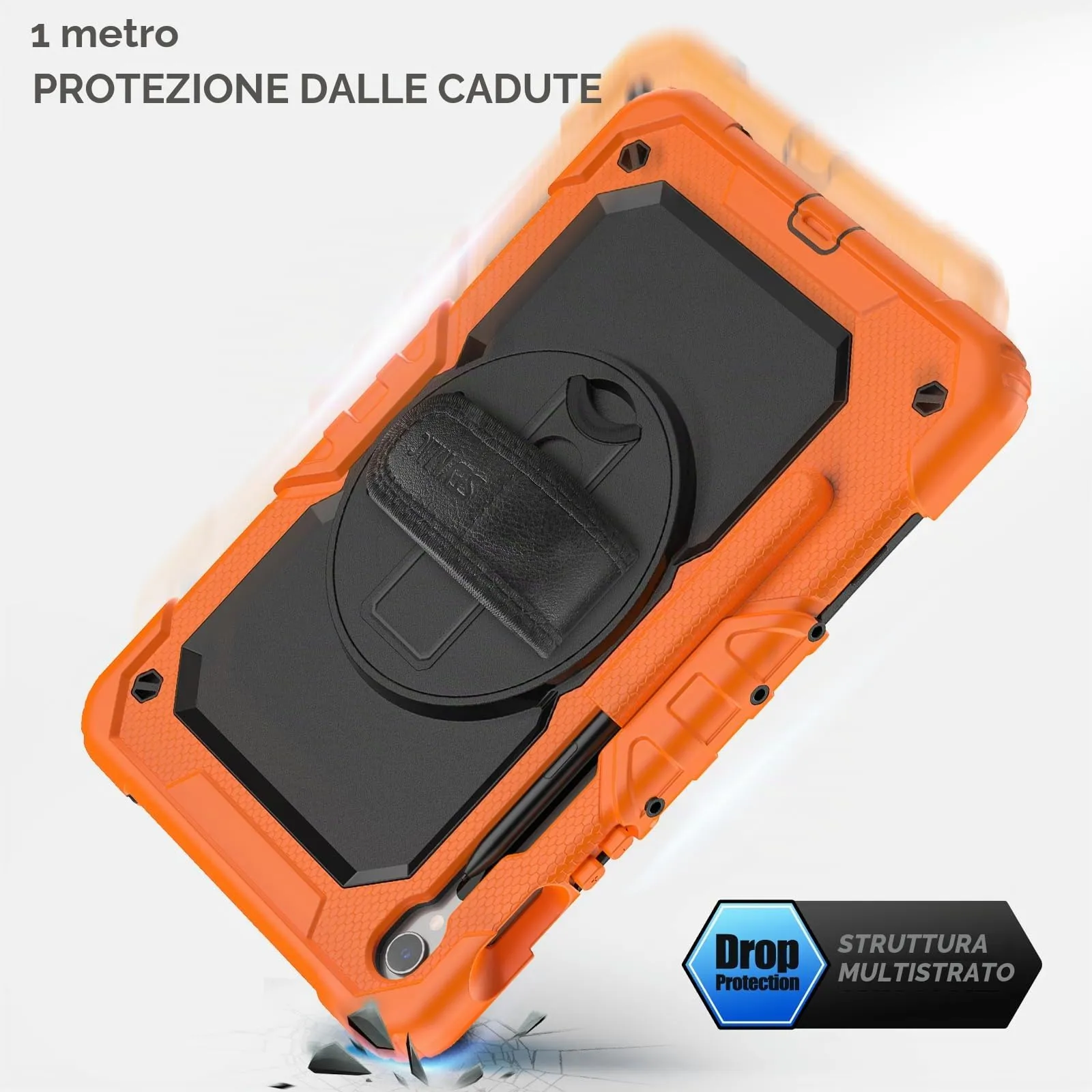 SEYMAC Cover per Samsung Galaxy Tab S10 Lite/S10 FE/S9 FE/S9, Arancione - immagine 5
